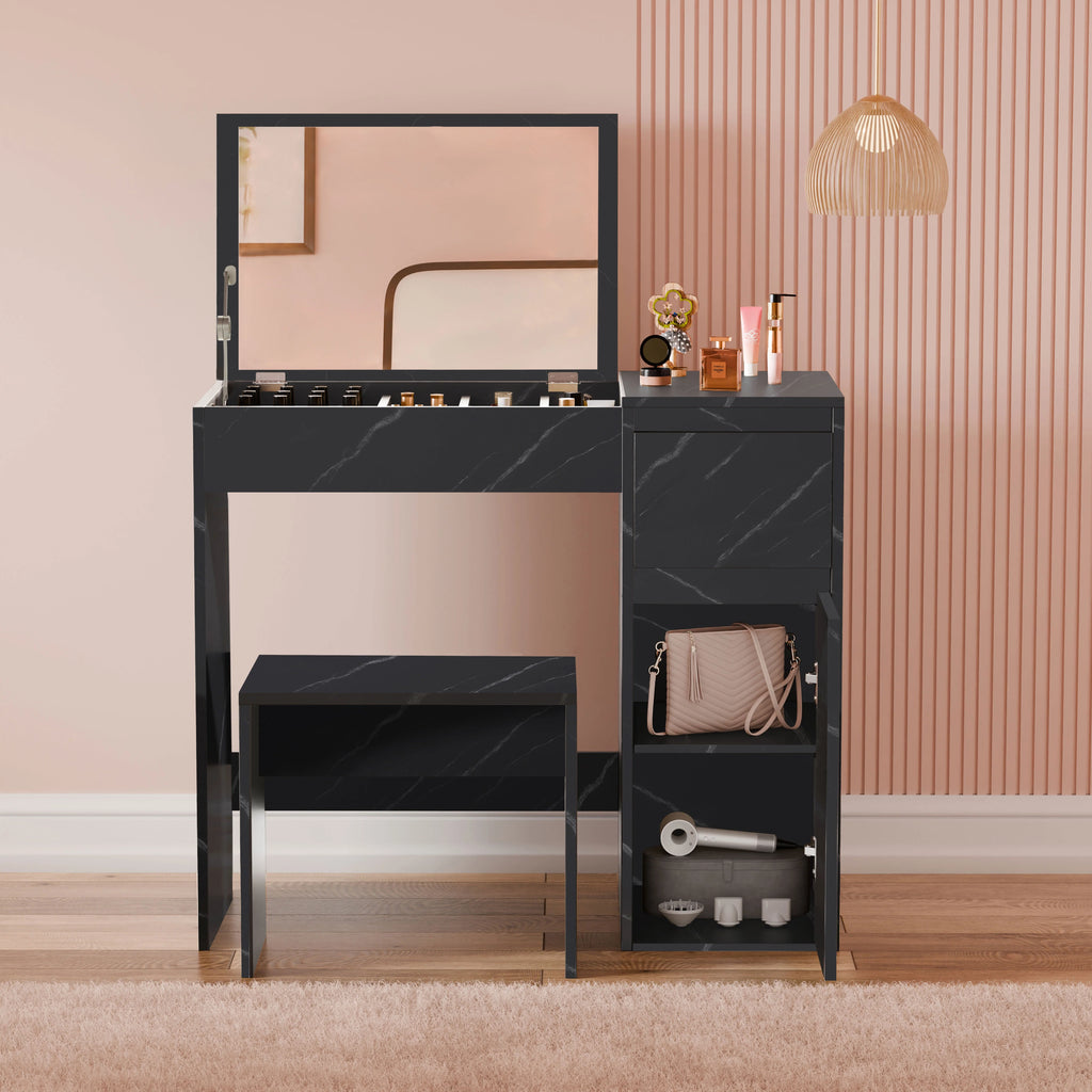 Dressing Table with Mirror and Storage - Makeup Vanity Desk for Girls