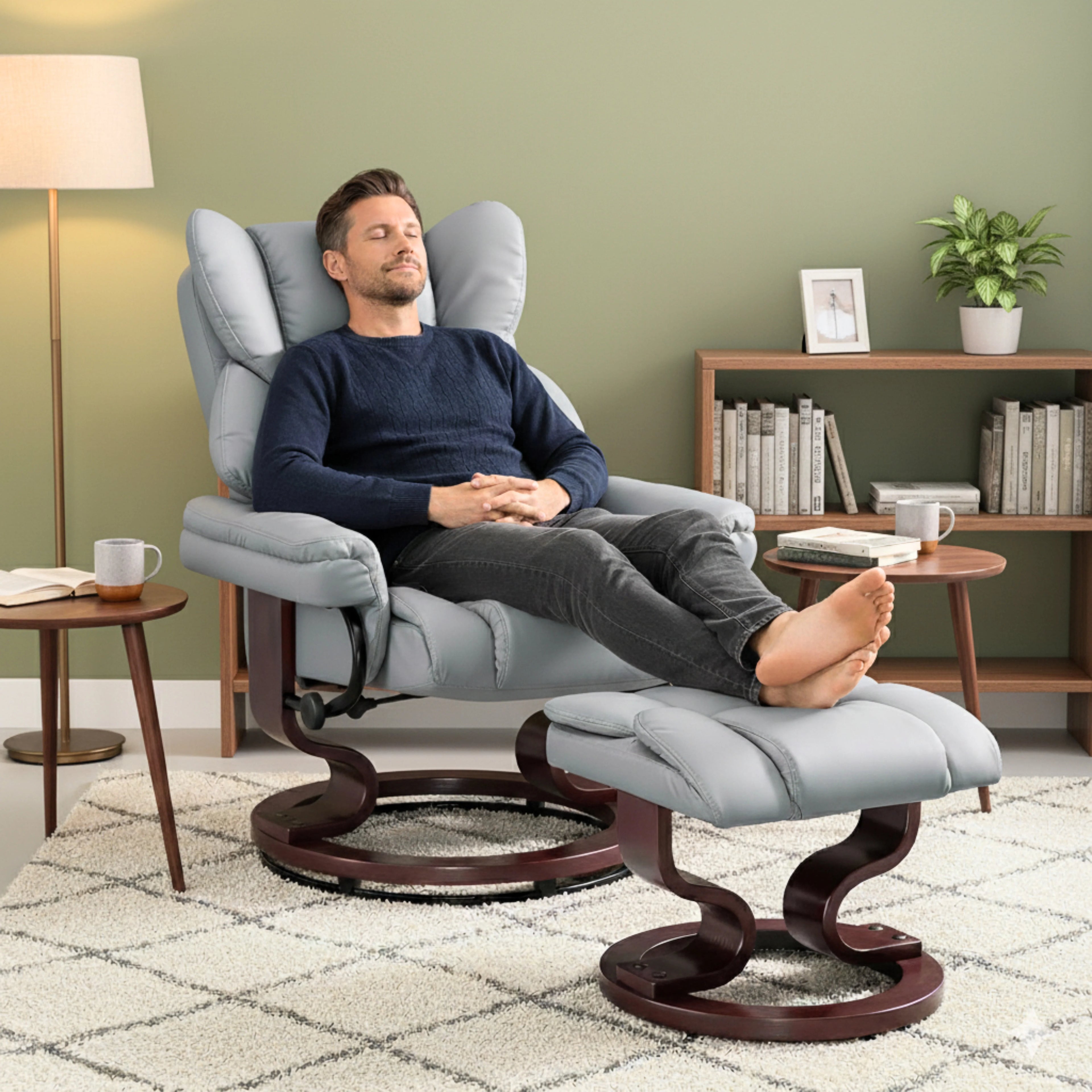 Swivel Recliner Chair with Footstool - Recliner Armchair