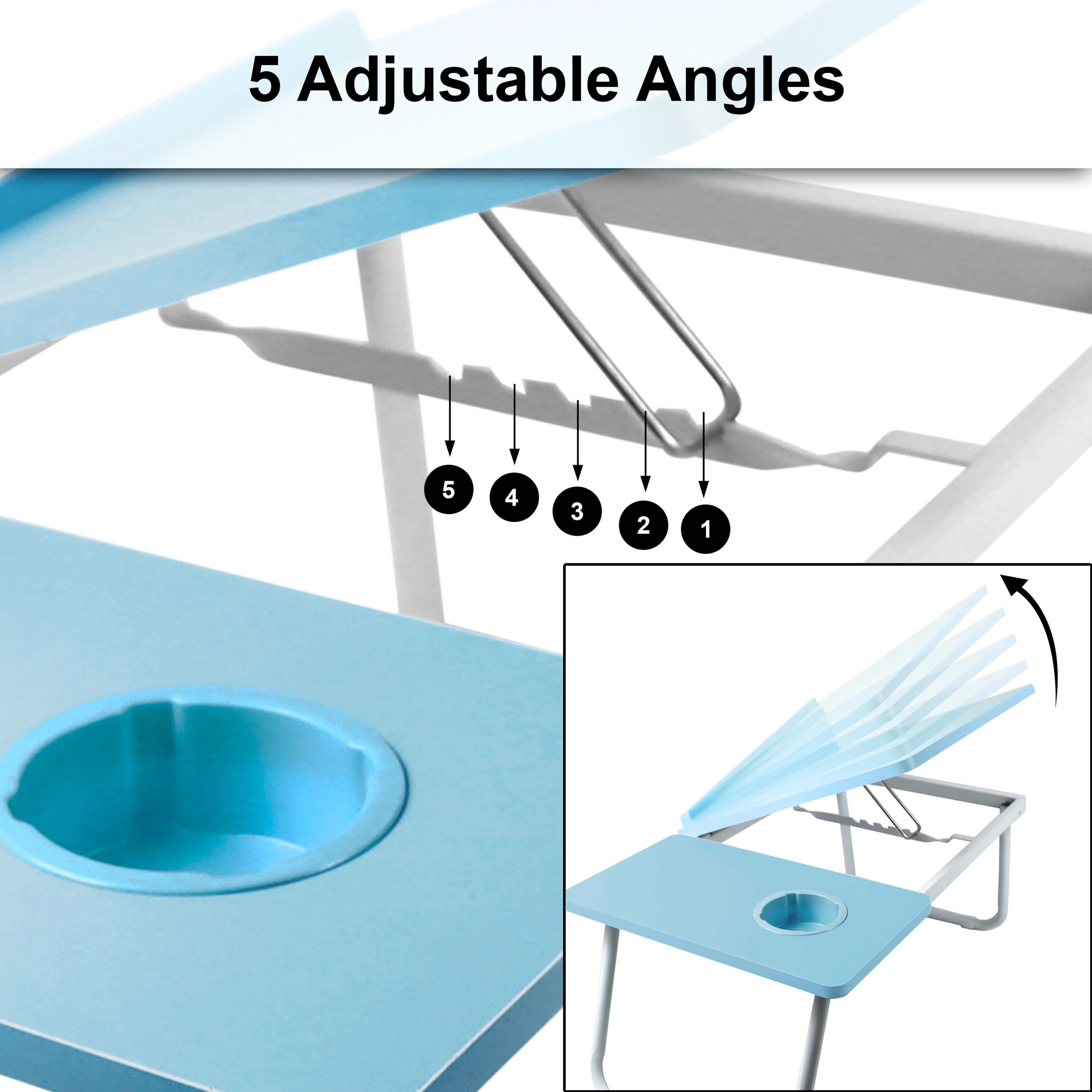 Portable Height Adjustable Laptop Table with Cup Holder