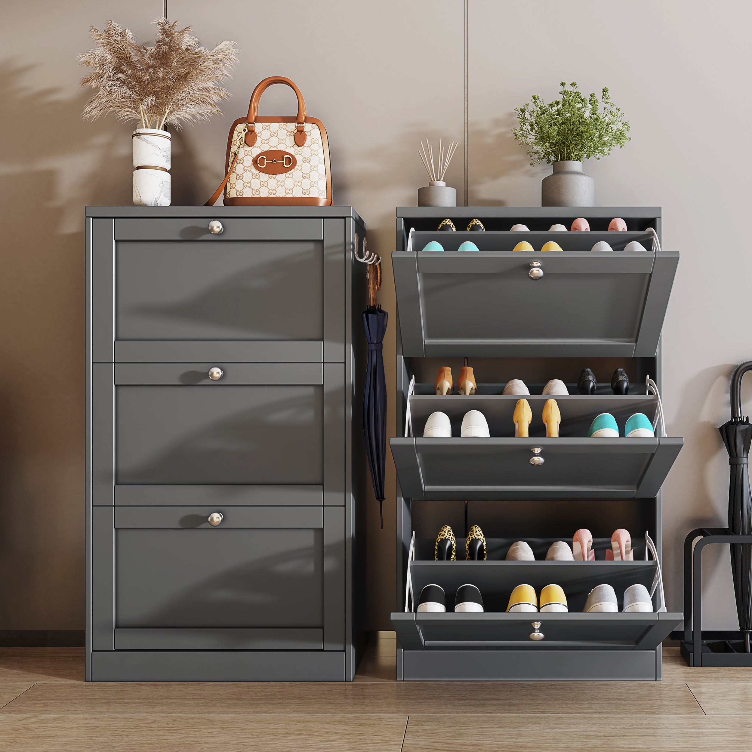Shaker Shoe Cabinet For Hallway | Modern Shoe Storage Unit