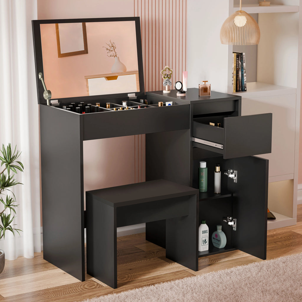 Dressing Table with Mirror and Storage - Makeup Vanity Desk for Girls