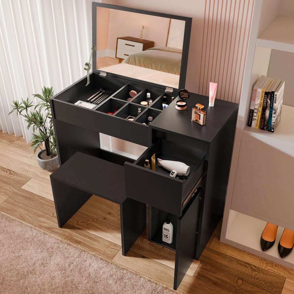 Dressing Table with Mirror and Storage - Makeup Vanity Desk for Girls