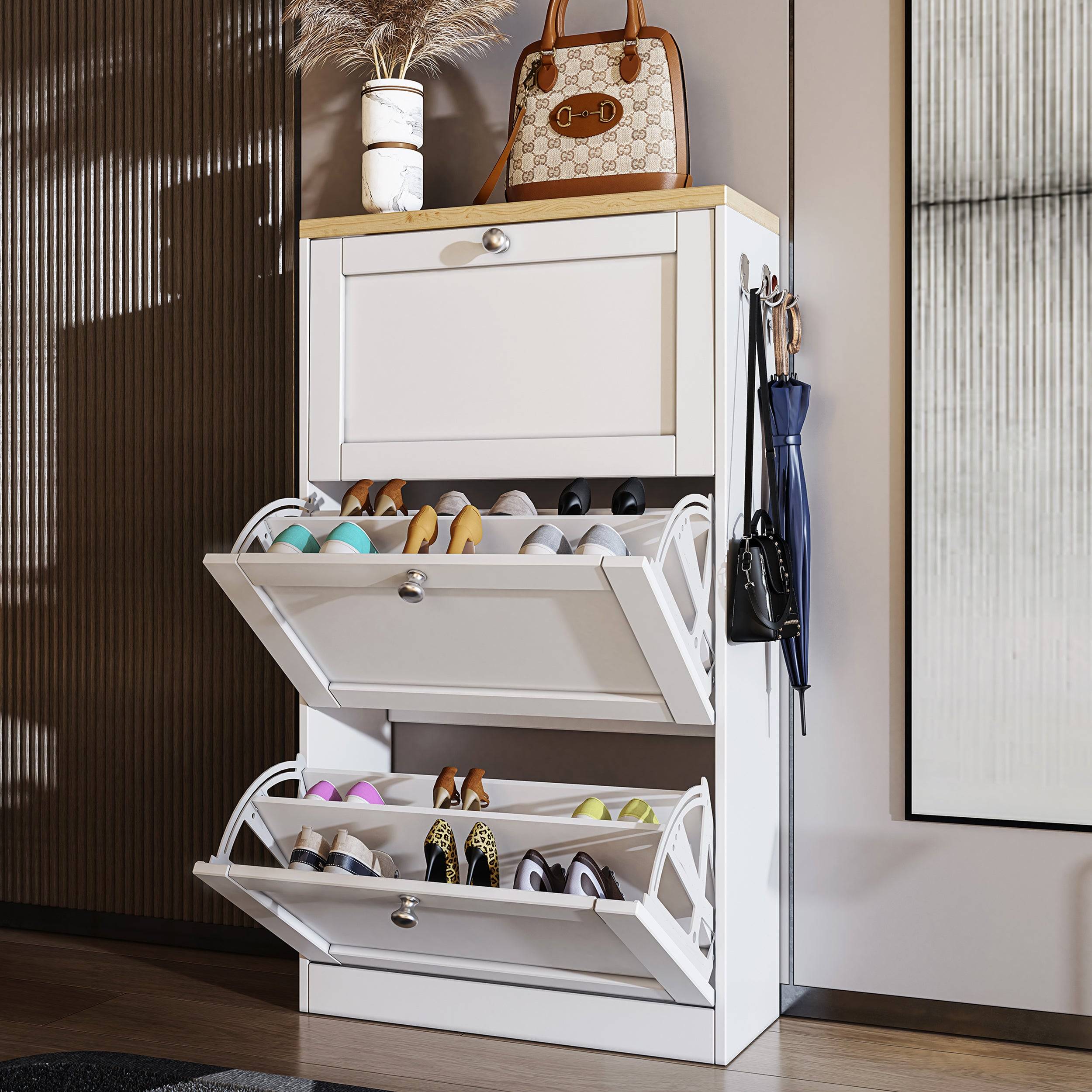 Shaker Shoe Cabinet For Hallway | Modern Shoe Storage Unit