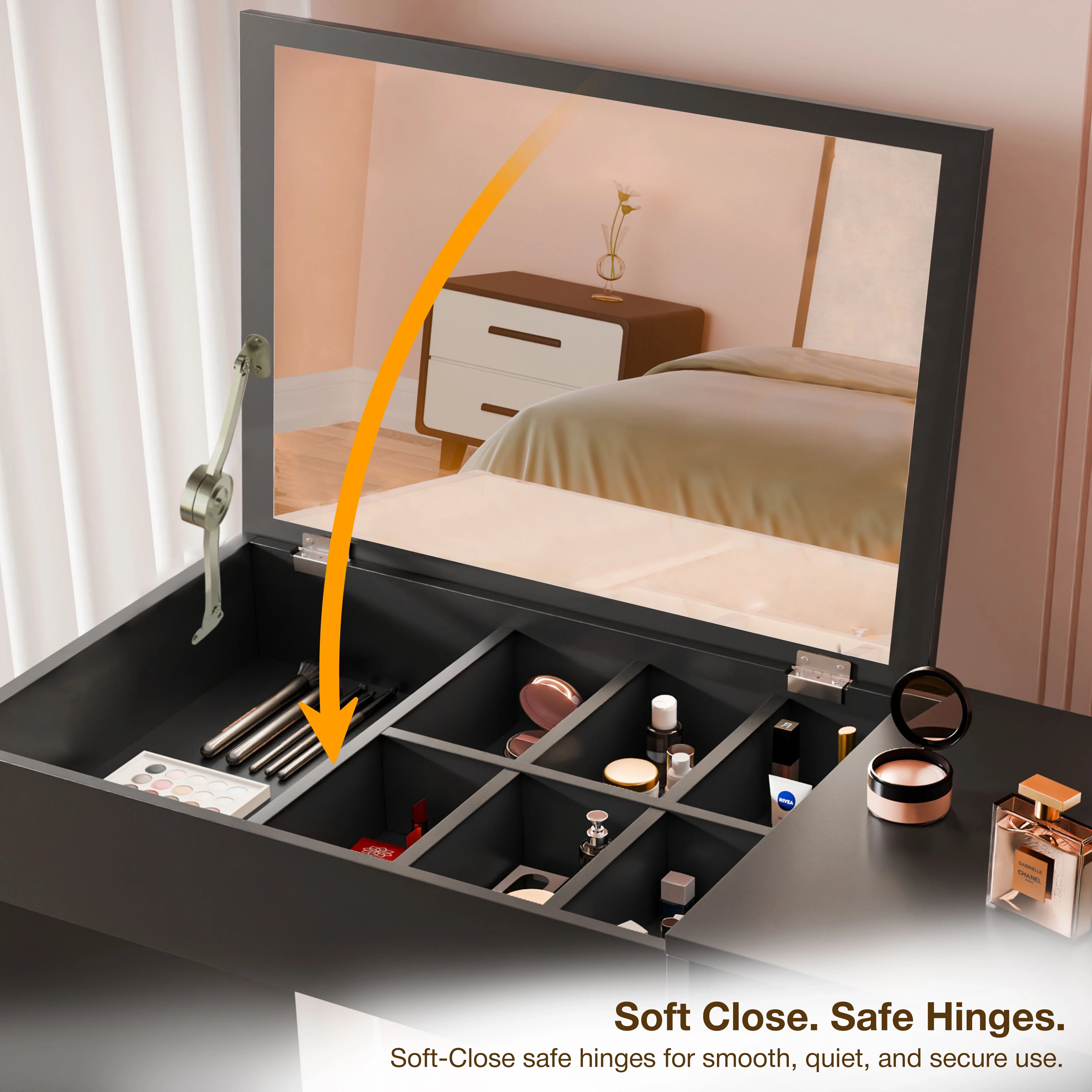 Dressing Table with Mirror and Storage - Makeup Vanity Desk for Girls