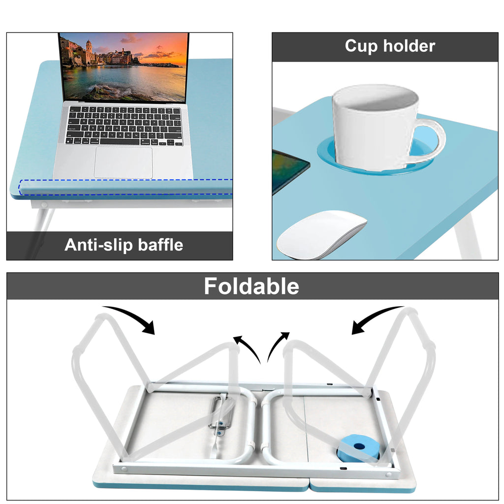 Portable Height Adjustable Laptop Table with Cup Holder
