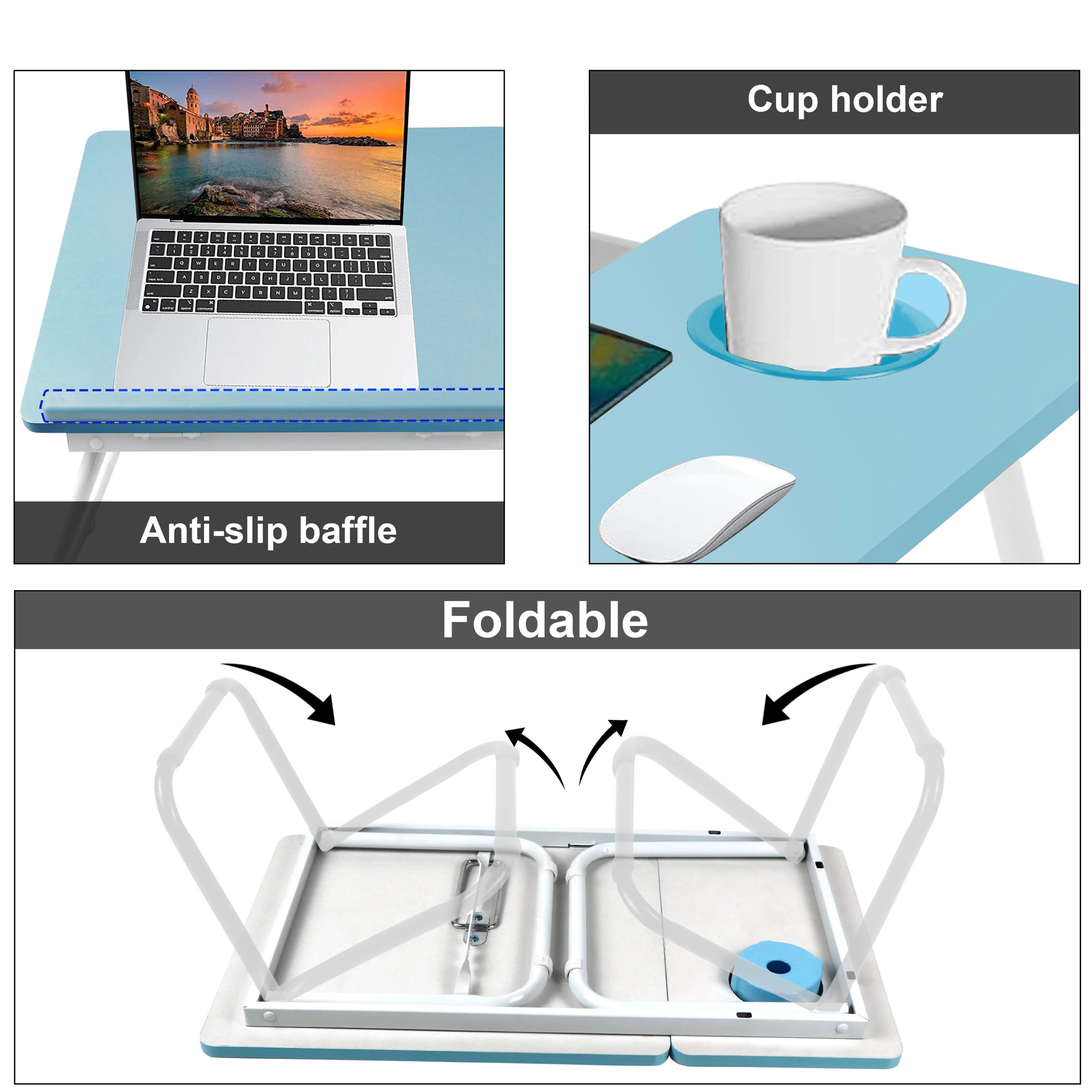 Portable Height Adjustable Laptop Table with Cup Holder