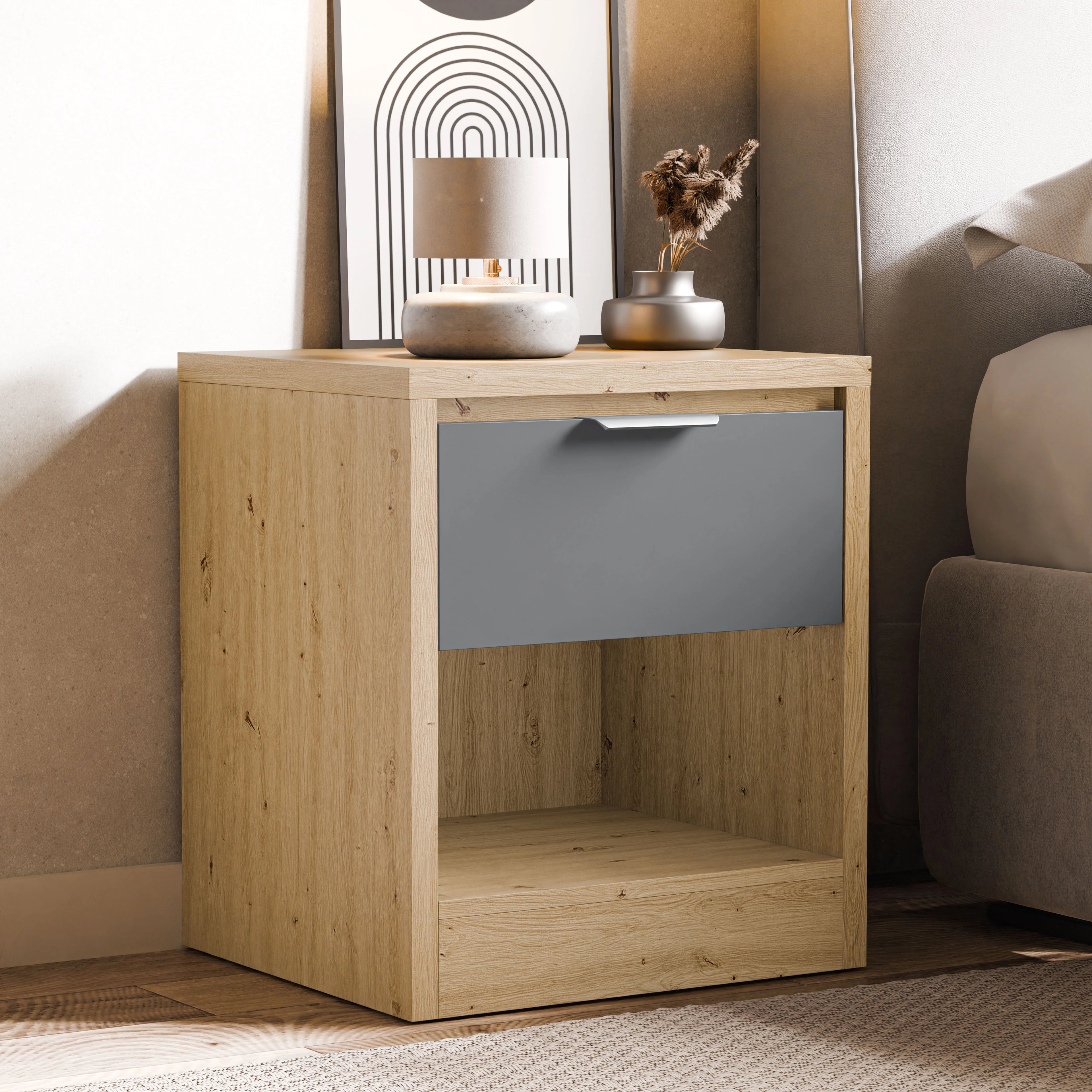 Skova 1 Drawer Bedside Table - Bedside Nightstand
