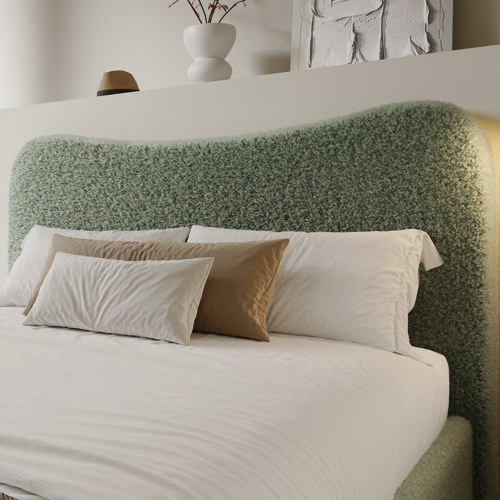 Curved Headboard Ottoman Storage Bed - Boucle Ottoman Bed Frame