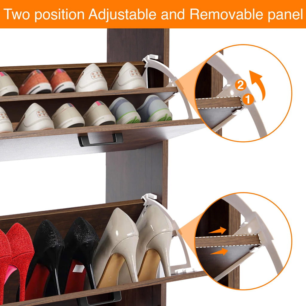 2 Door Slim Shoe Cabinet For Hallway | Small Shoe Storage