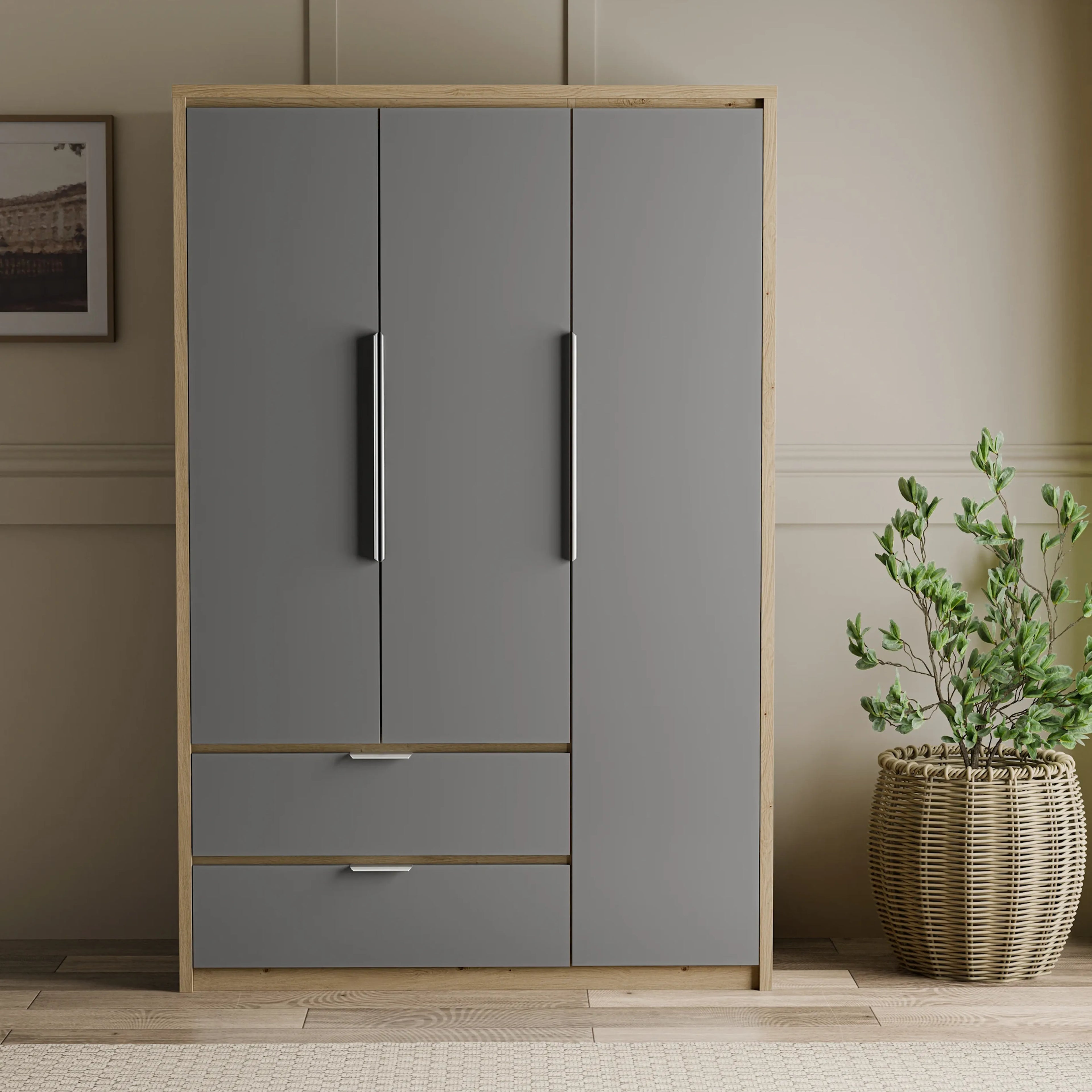 Skova 4 Piece Bedroom Set - Wardrobe and Chest of Drawers