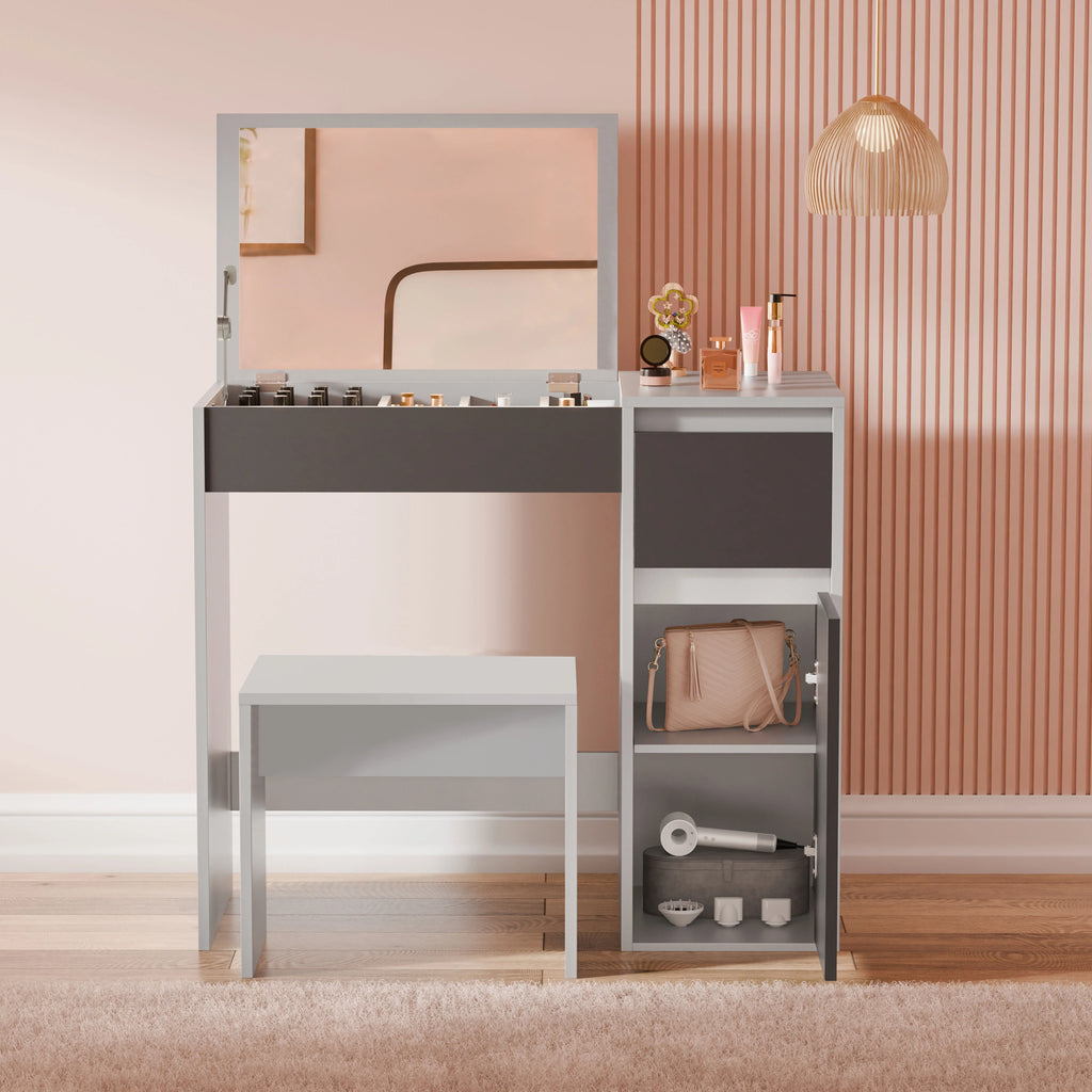 Dressing Table with Mirror and Storage - Makeup Vanity Desk for Girls