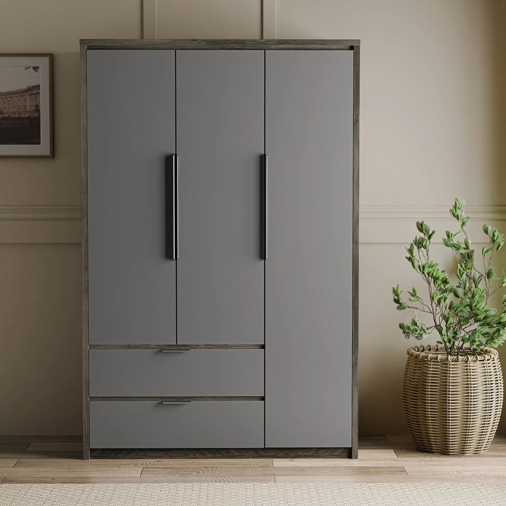 Skova 3 Door Wardrobe with Drawers and Shelves & Clothes Rail