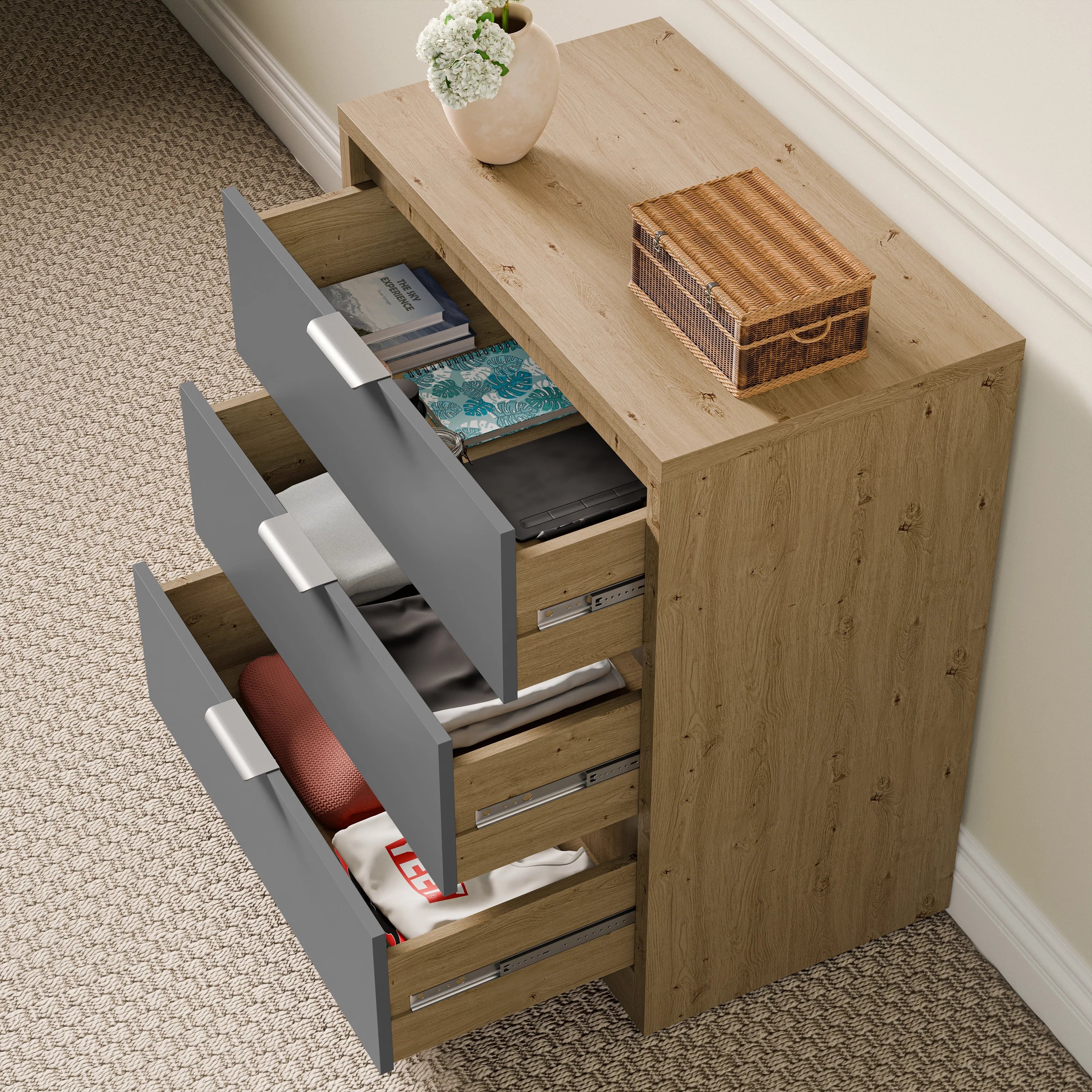 Skova 3 Drawer Chest of Drawers - Small Bedroom Drawers