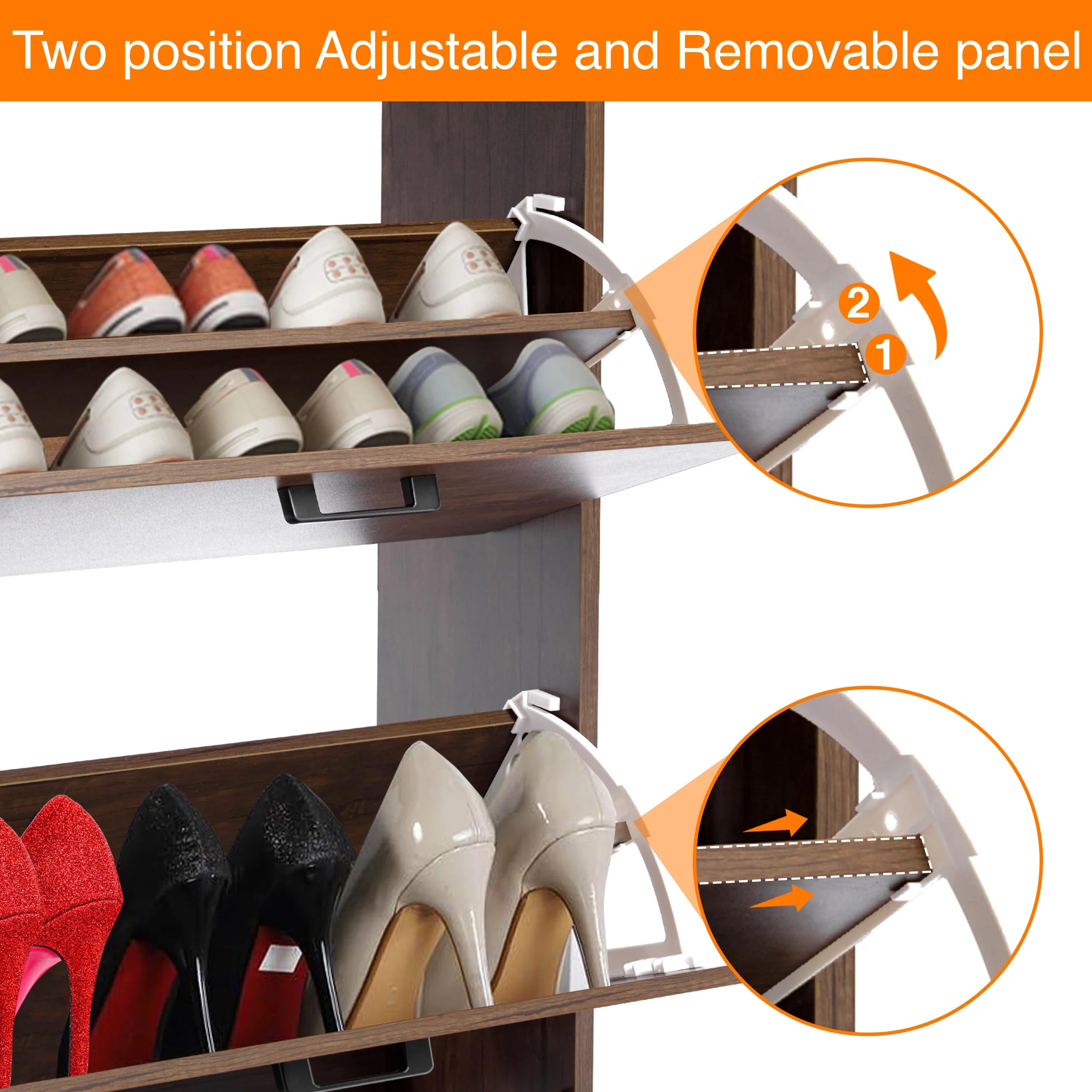 3 Drawer Slim Shoe Cabinet For Hallway - Tall Shoe Storage