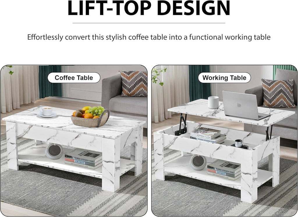 Lift Top Storage Coffee Table | Lift Up Modern Tea Table 120cm Wide