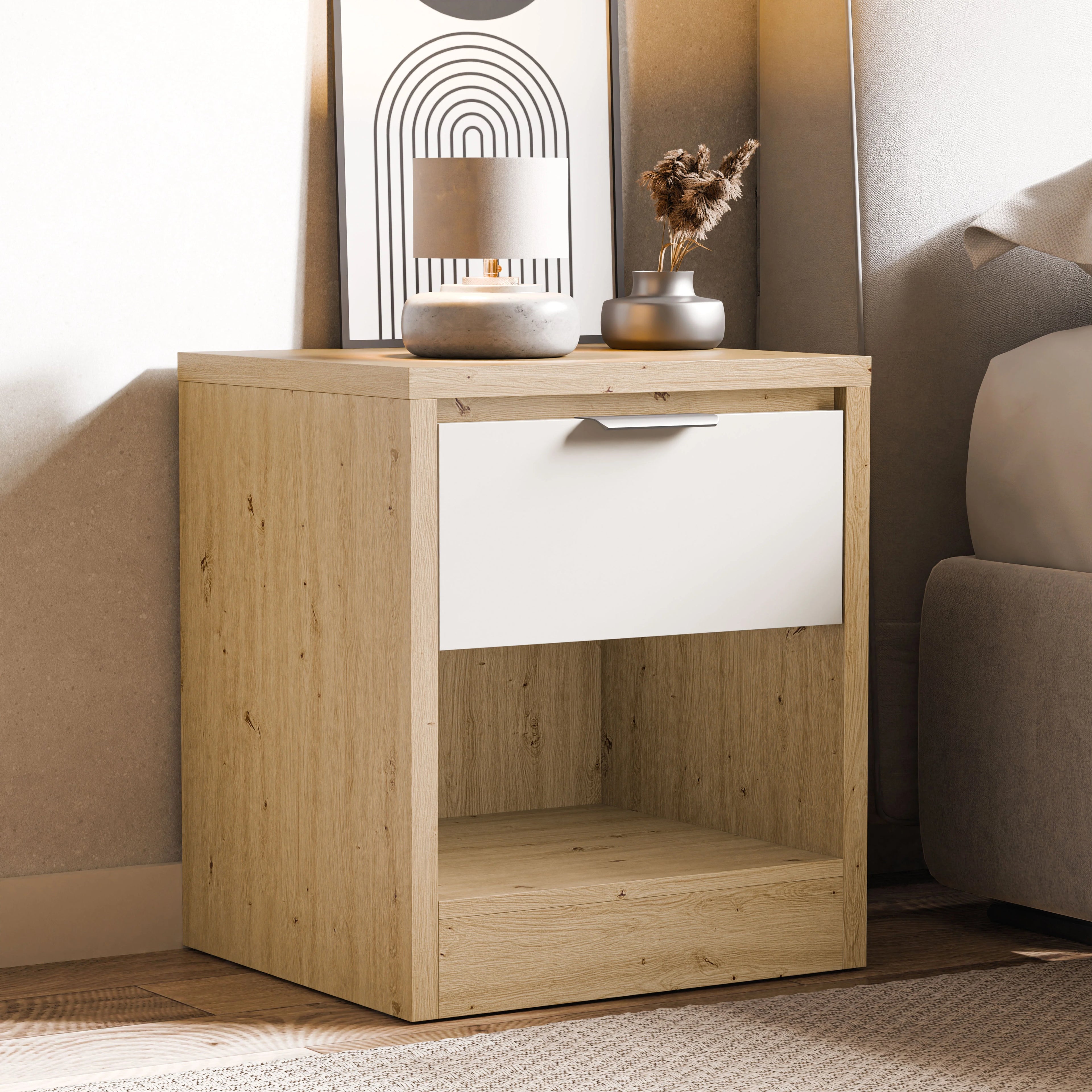 Skova 1 Drawer Bedside Table - Bedside Nightstand