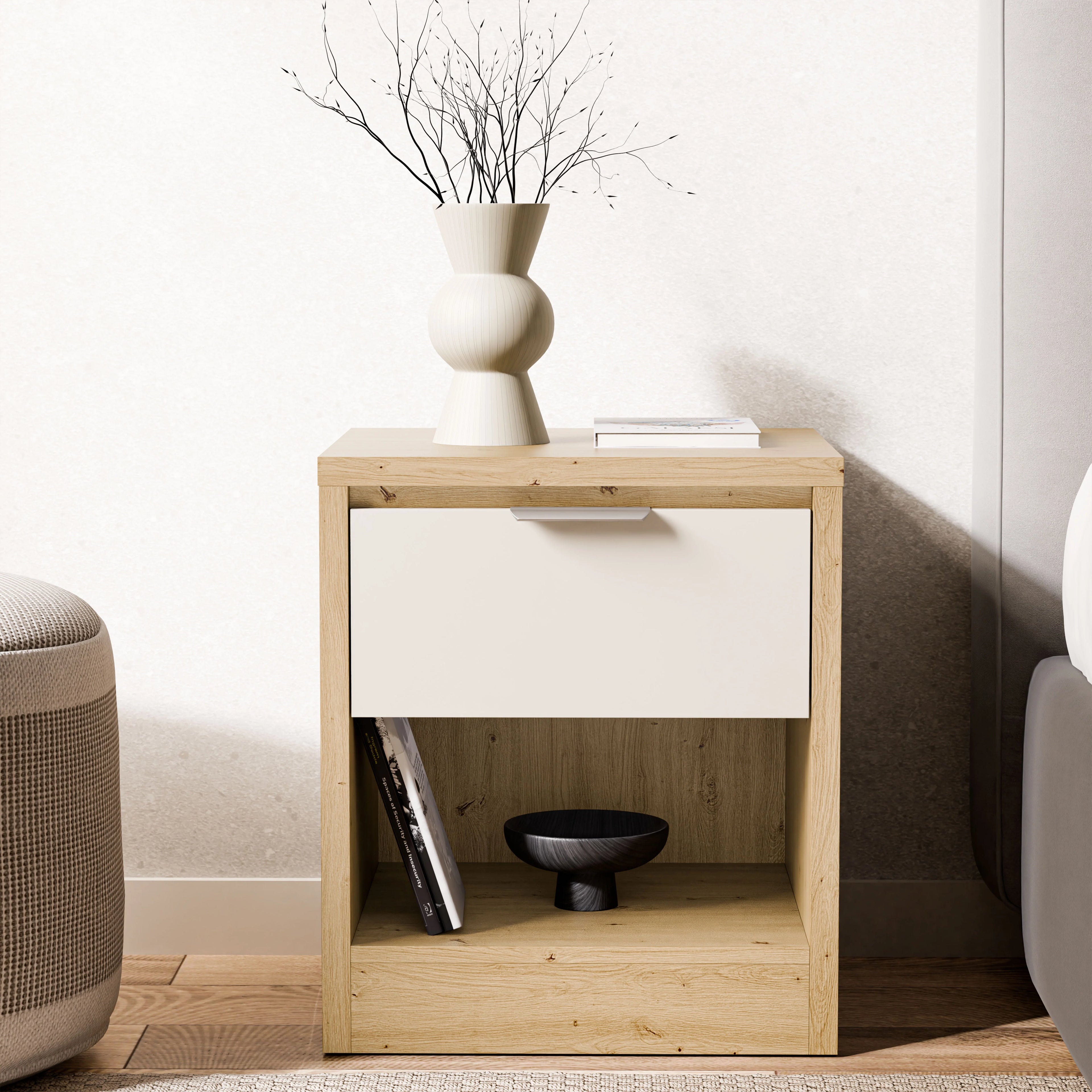 Skova 1 Drawer Bedside Table - Bedside Nightstand