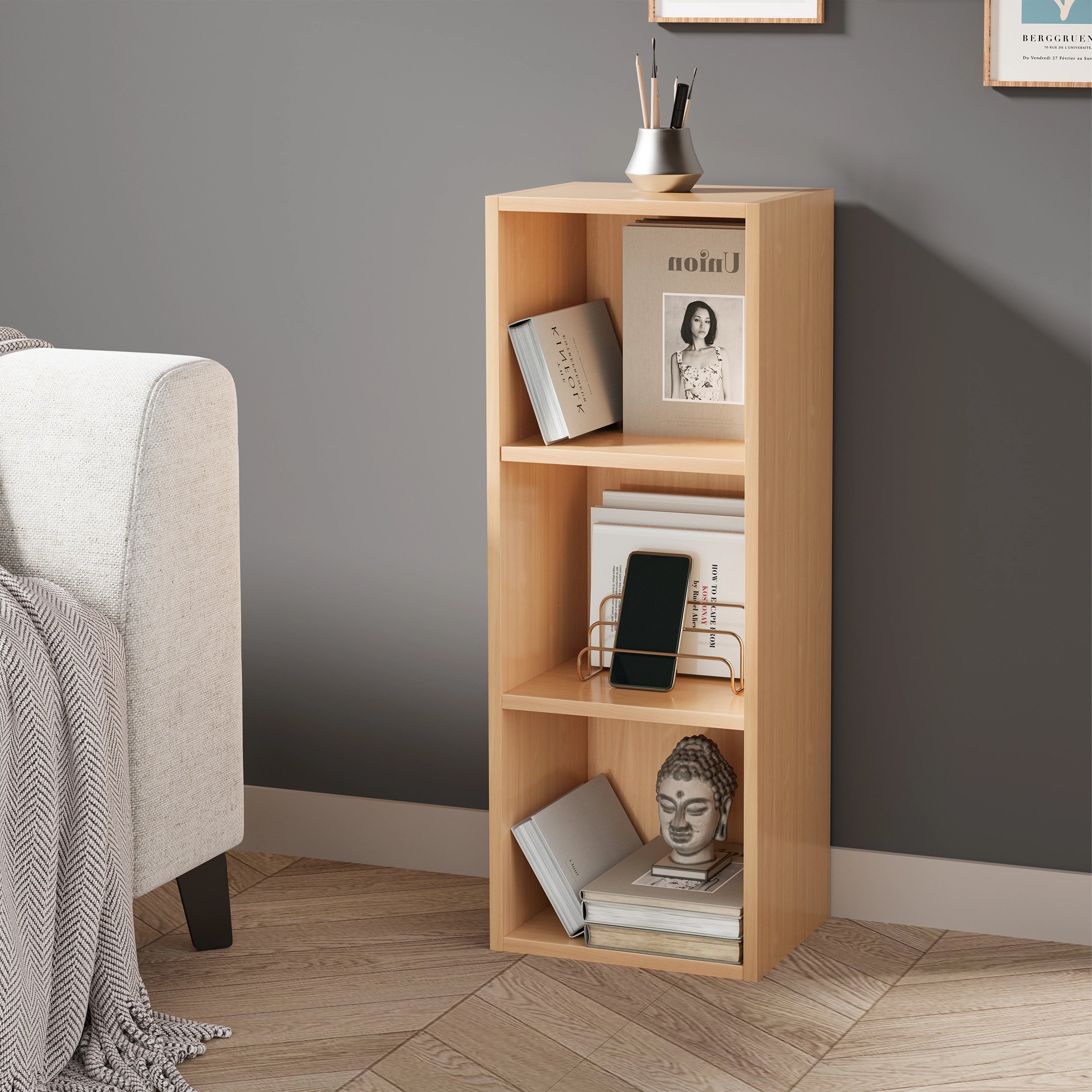 Bookcase Cube Storage Unit - Tall Narrow Bookshelf