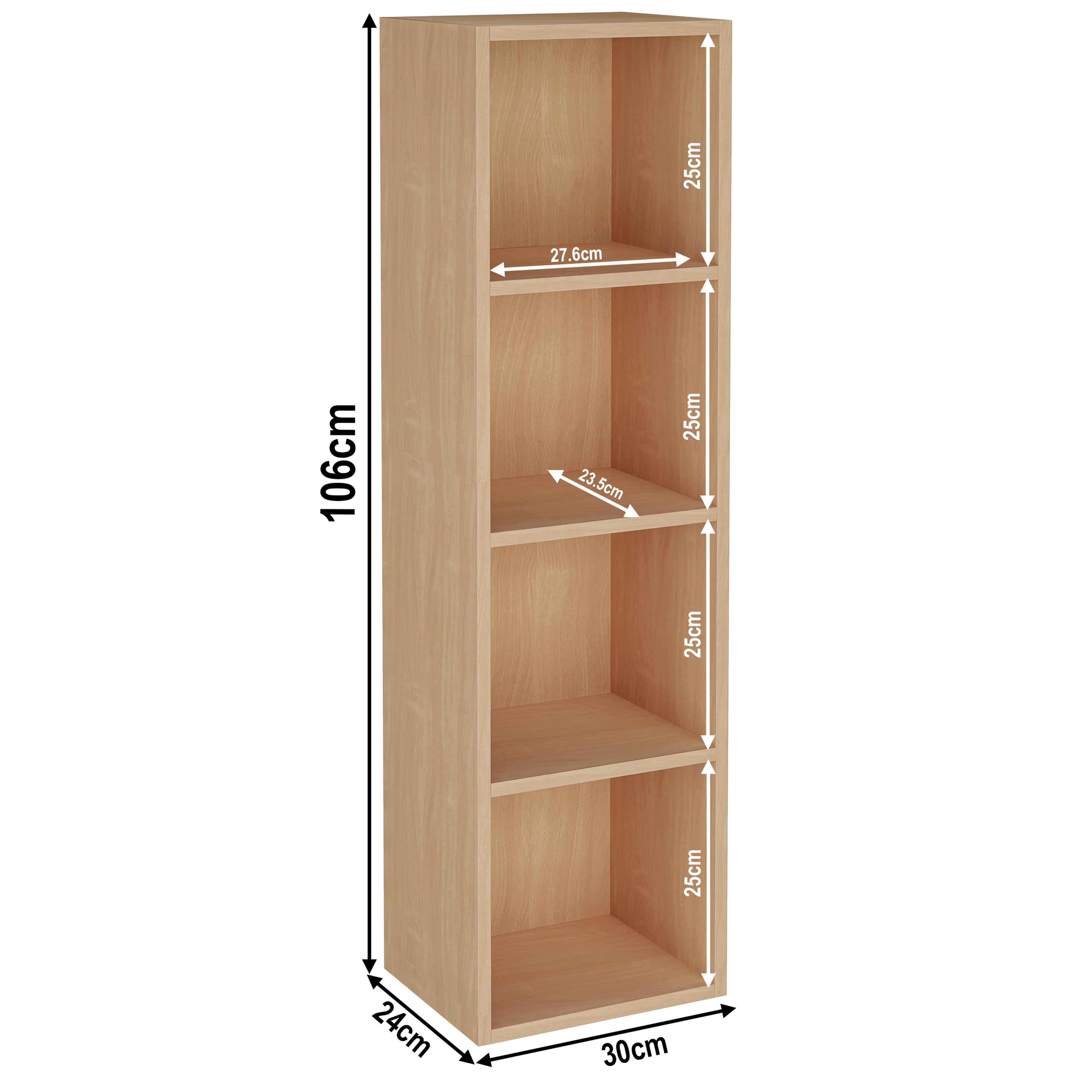 Bookcase Cube Storage Unit - Tall Narrow Bookshelf