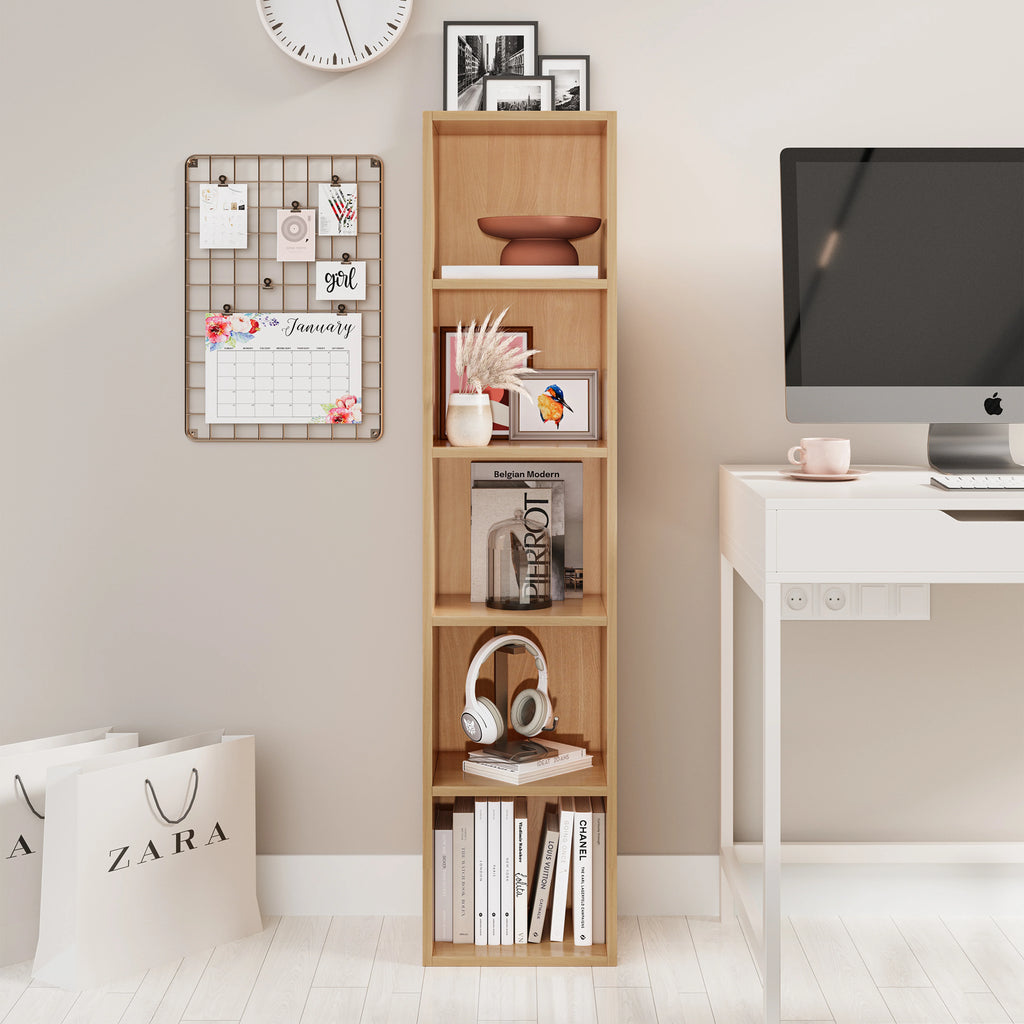 Bookcase Cube Storage Unit - Tall Narrow Bookshelf