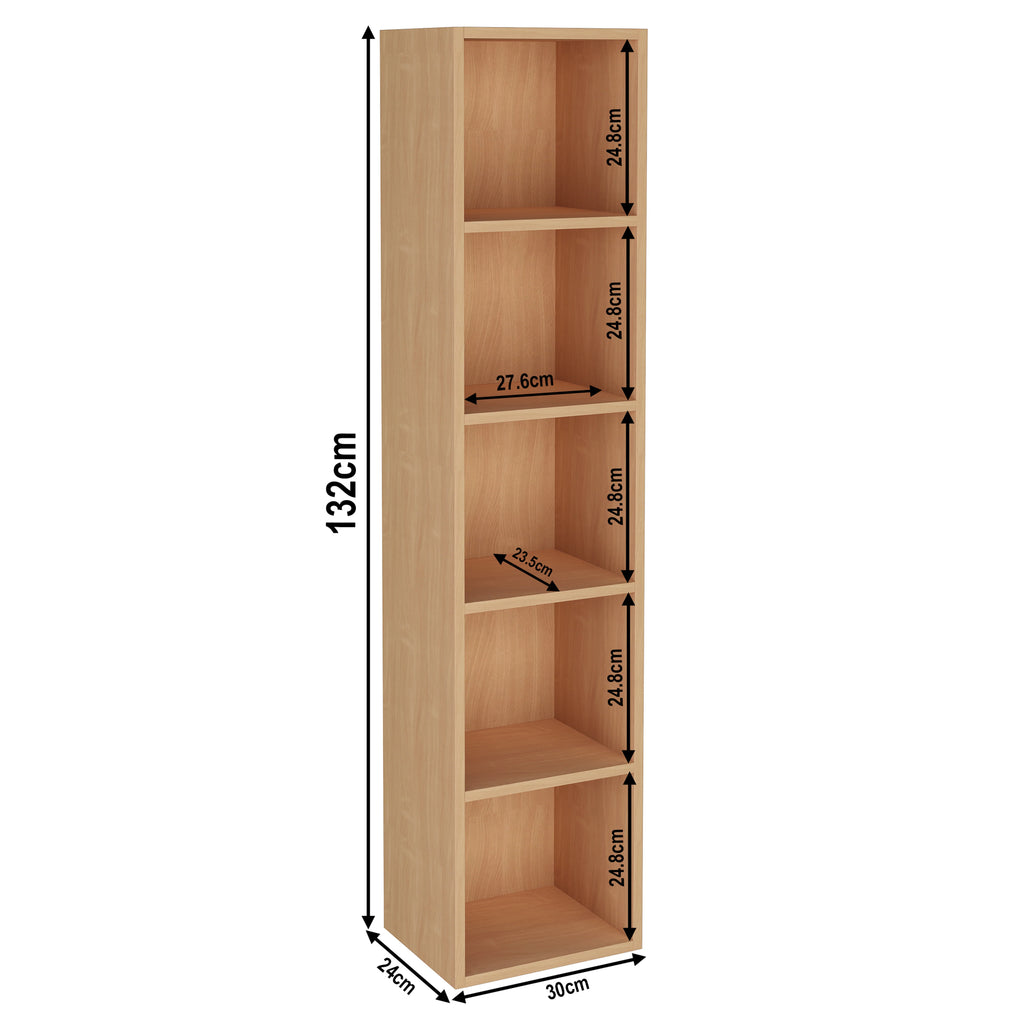 Bookcase Cube Storage Unit - Tall Narrow Bookshelf