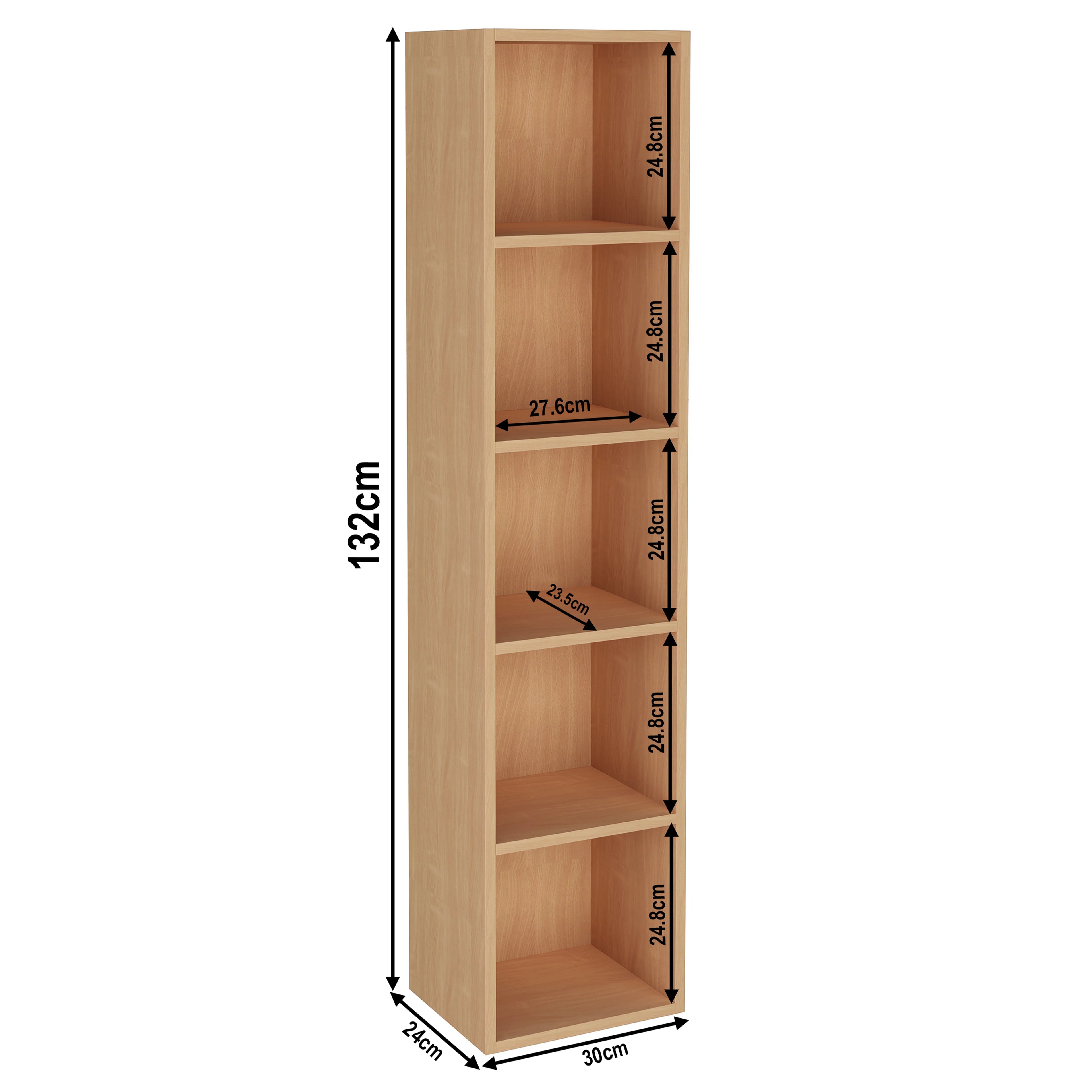 Bookcase Cube Storage Unit - Tall Narrow Bookshelf