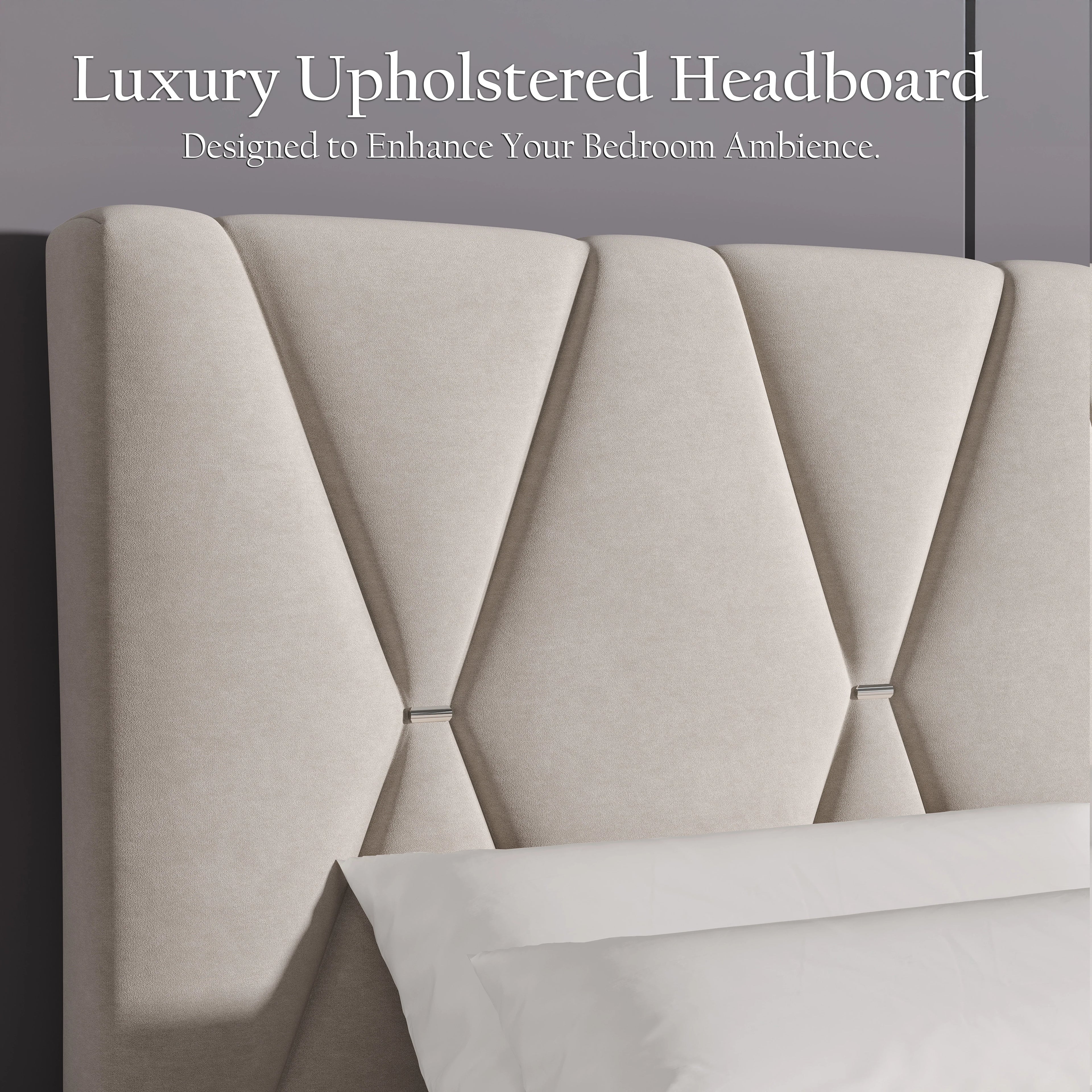 Velvet Double Bed Frame with Headboard Upholstered King Size Bed Frame