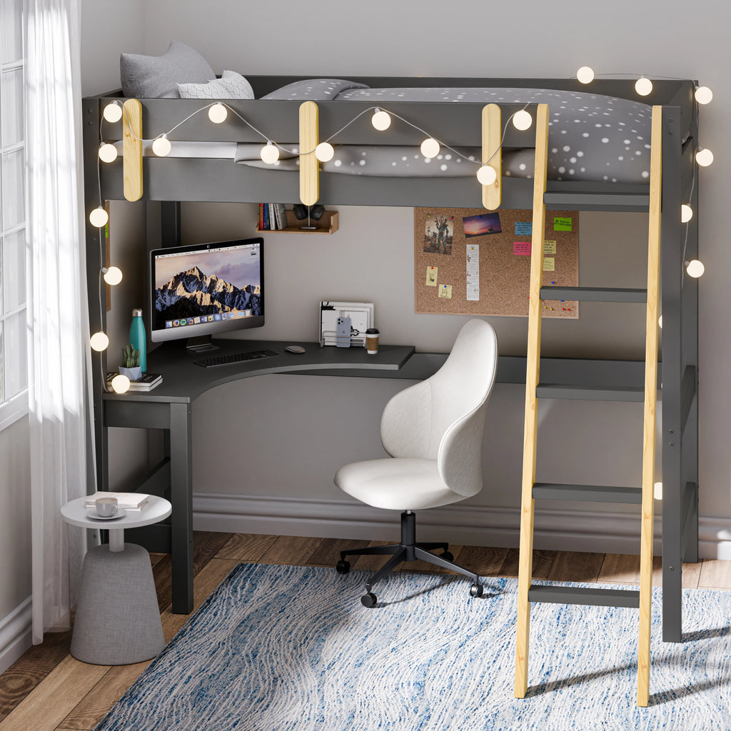 Bunk Bed With Desk - High Sleeper Loft Bed Frame For Kids