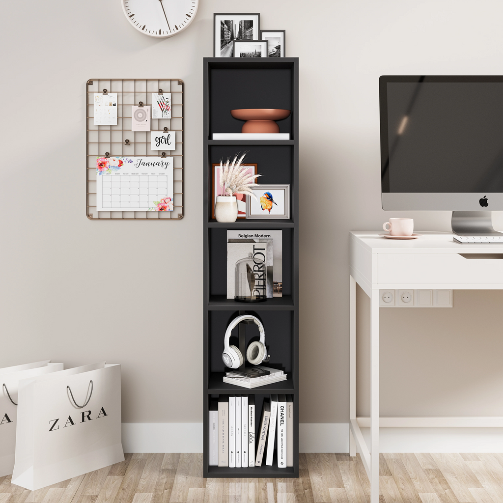 Bookcase Cube Storage Unit - Tall Narrow Bookshelf