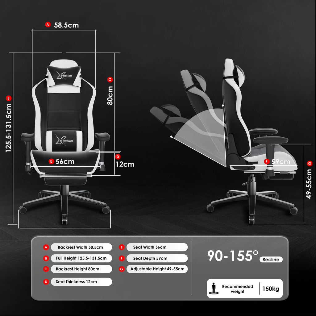 Xstriker Velvet Gaming Chair with Footrest – Wide Ergonomic Chair