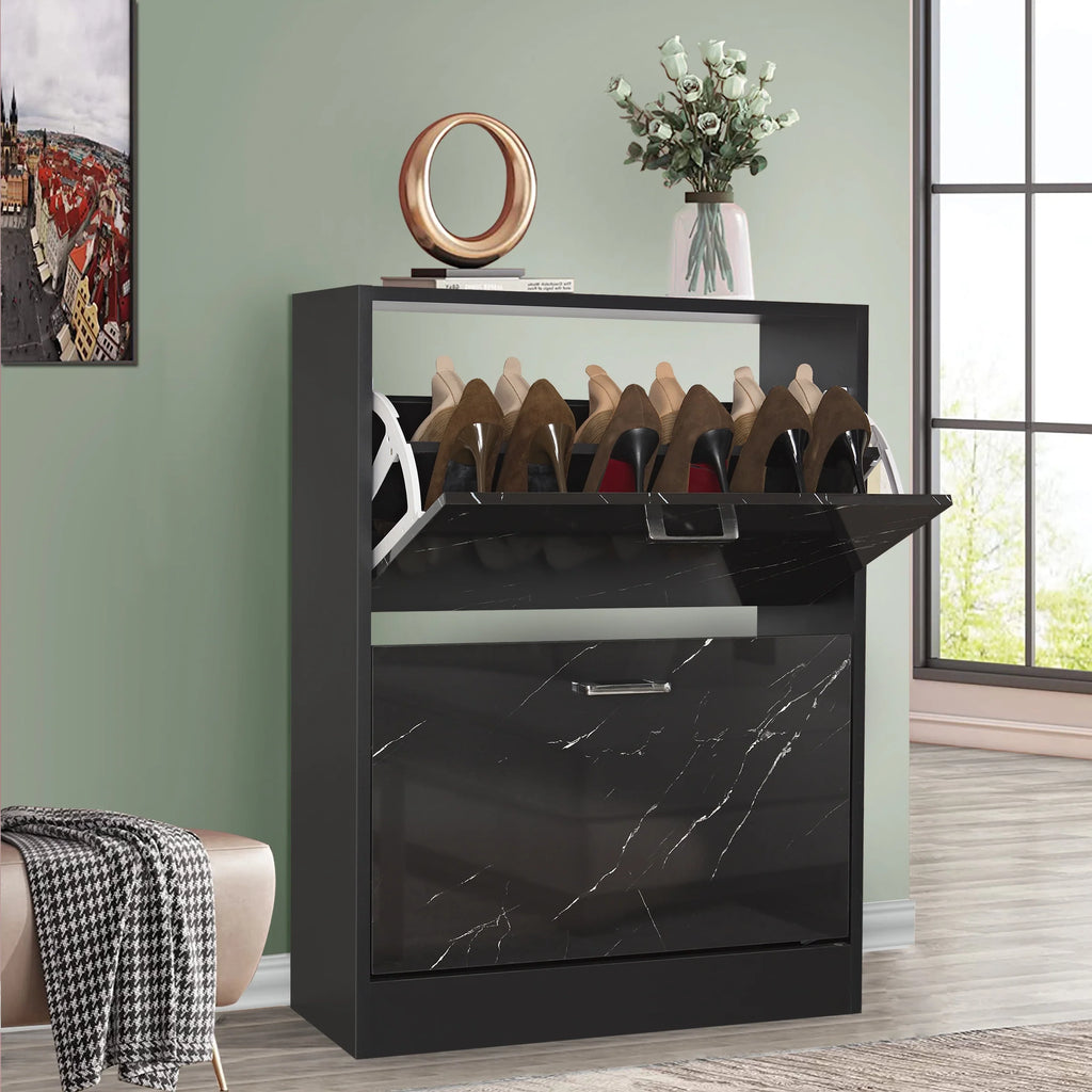 2 Door Slim Shoe Cabinet For Hallway | Small Shoe Storage