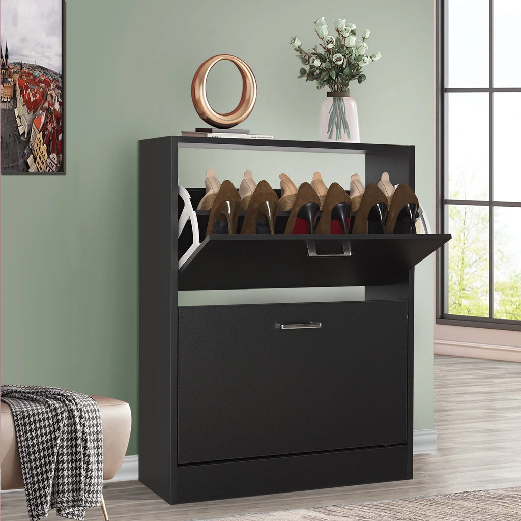 2 Door Slim Shoe Cabinet For Hallway | Small Shoe Storage