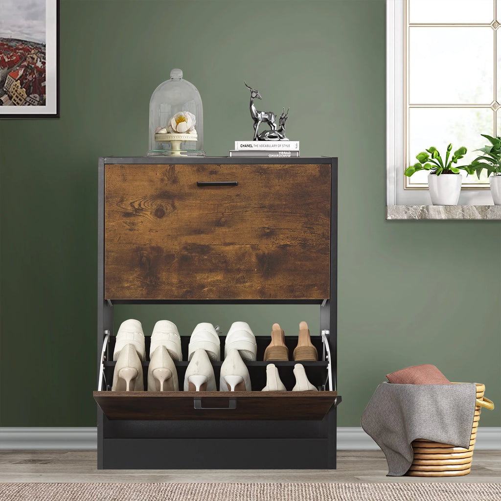 2 Door Slim Shoe Cabinet For Hallway | Small Shoe Storage