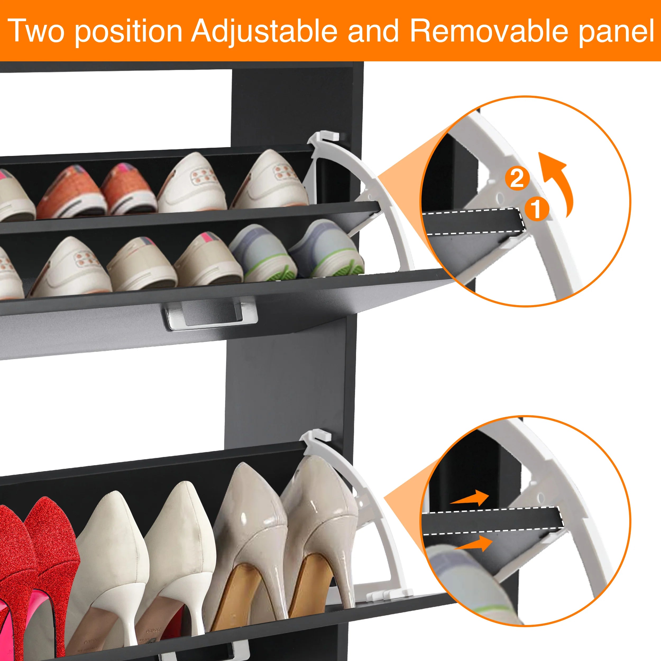 3 Drawer Slim Shoe Cabinet For Hallway - Tall Shoe Storage