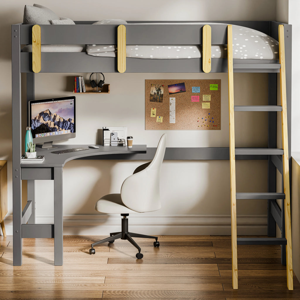 Bunk Bed With Desk - High Sleeper Loft Bed Frame For Kids