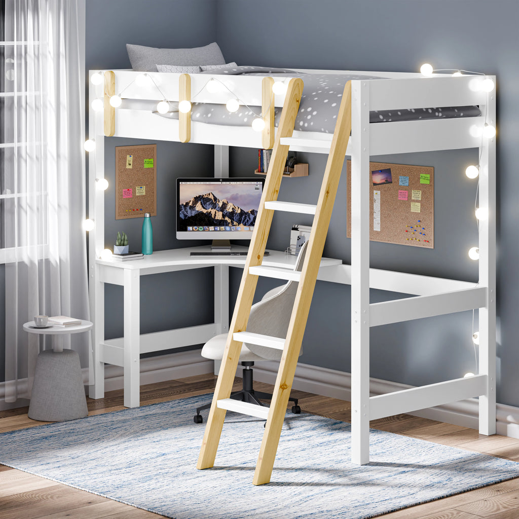 Bunk Bed With Desk - High Sleeper Loft Bed Frame For Kids