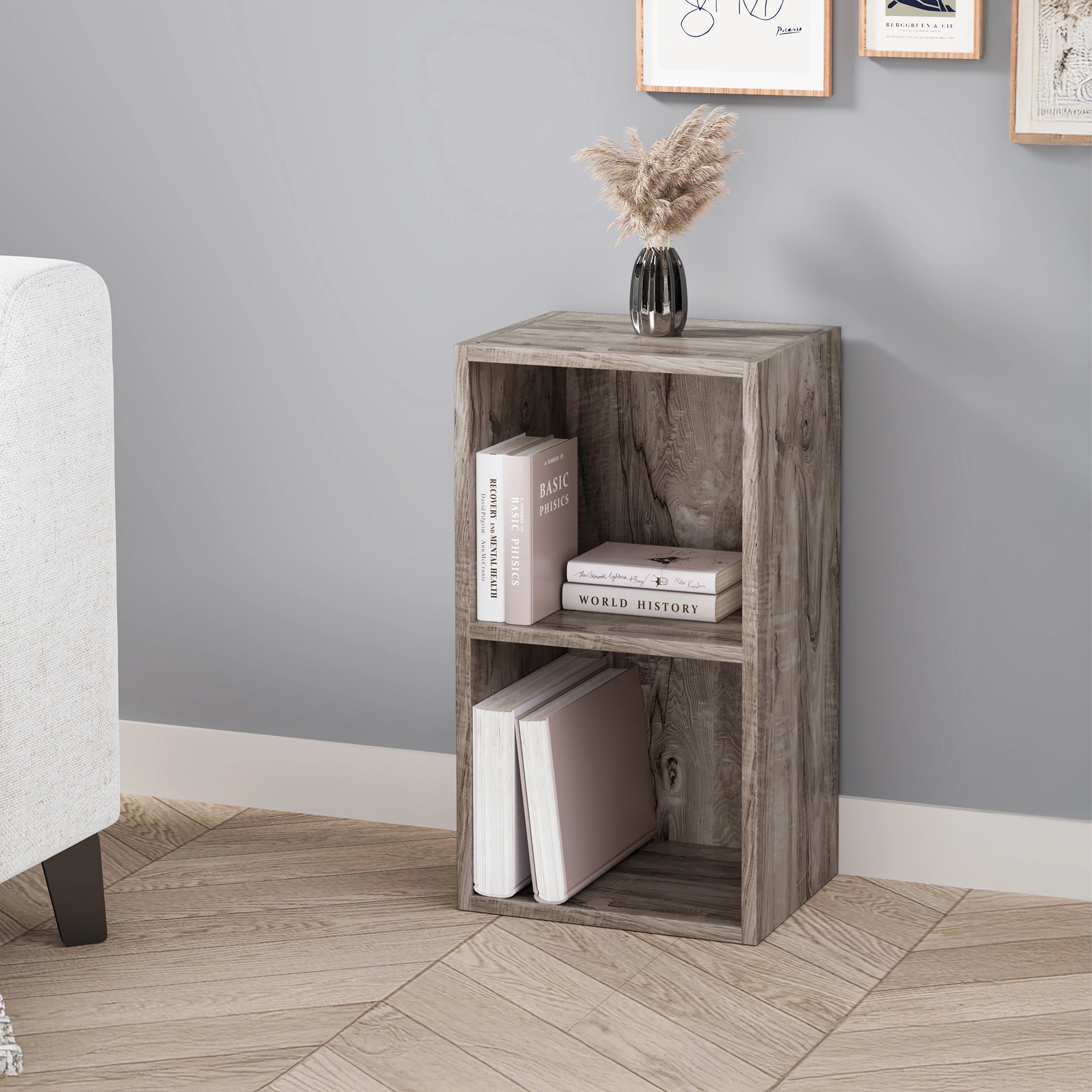 Bookcase Cube Storage Unit - Tall Narrow Bookshelf
