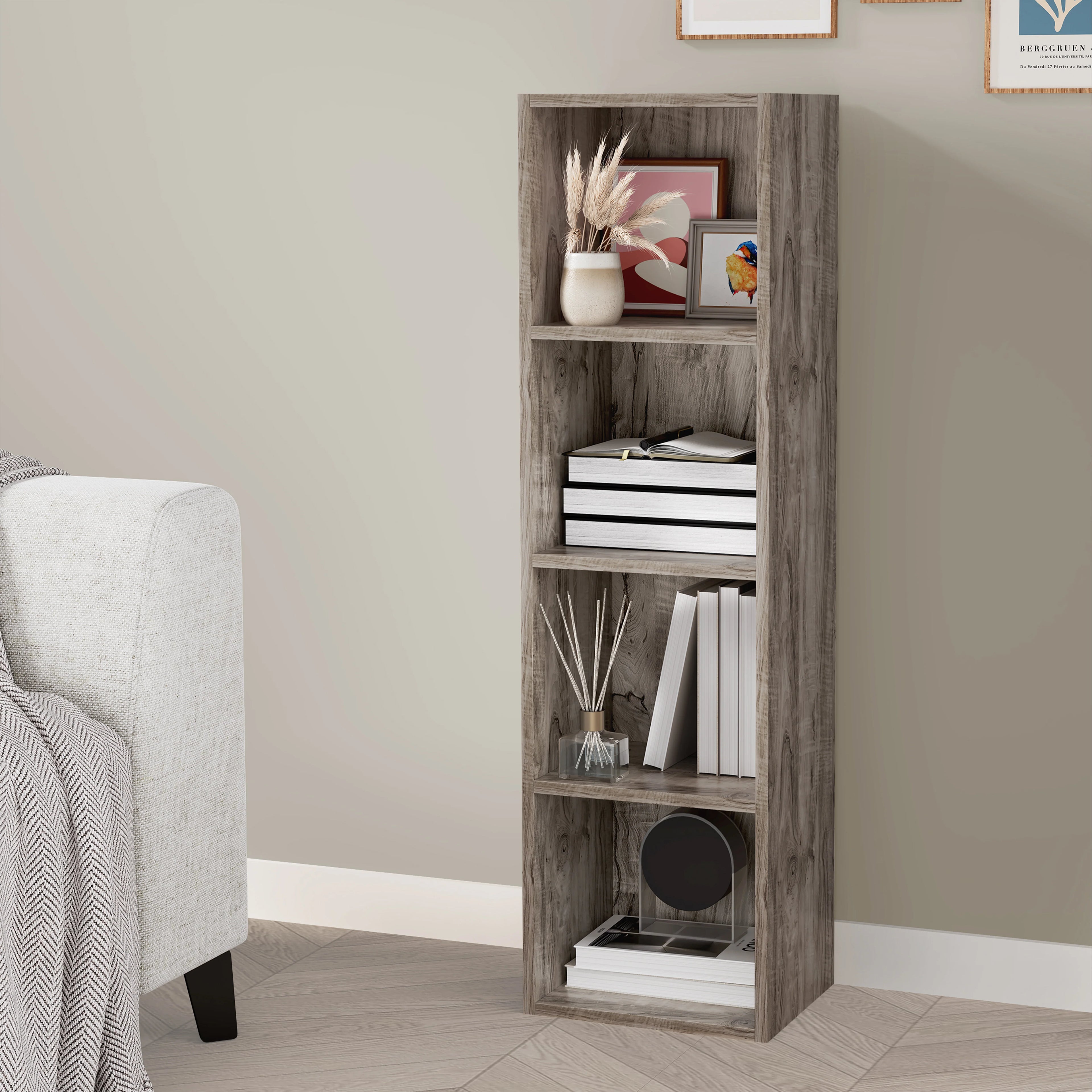 Bookcase Cube Storage Unit - Tall Narrow Bookshelf