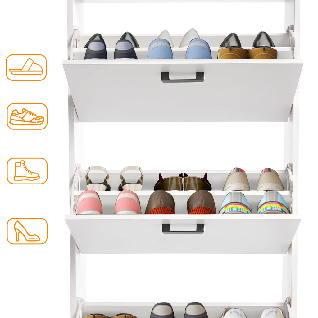 3 Drawer Slim Shoe Cabinet For Hallway - Tall Shoe Storage