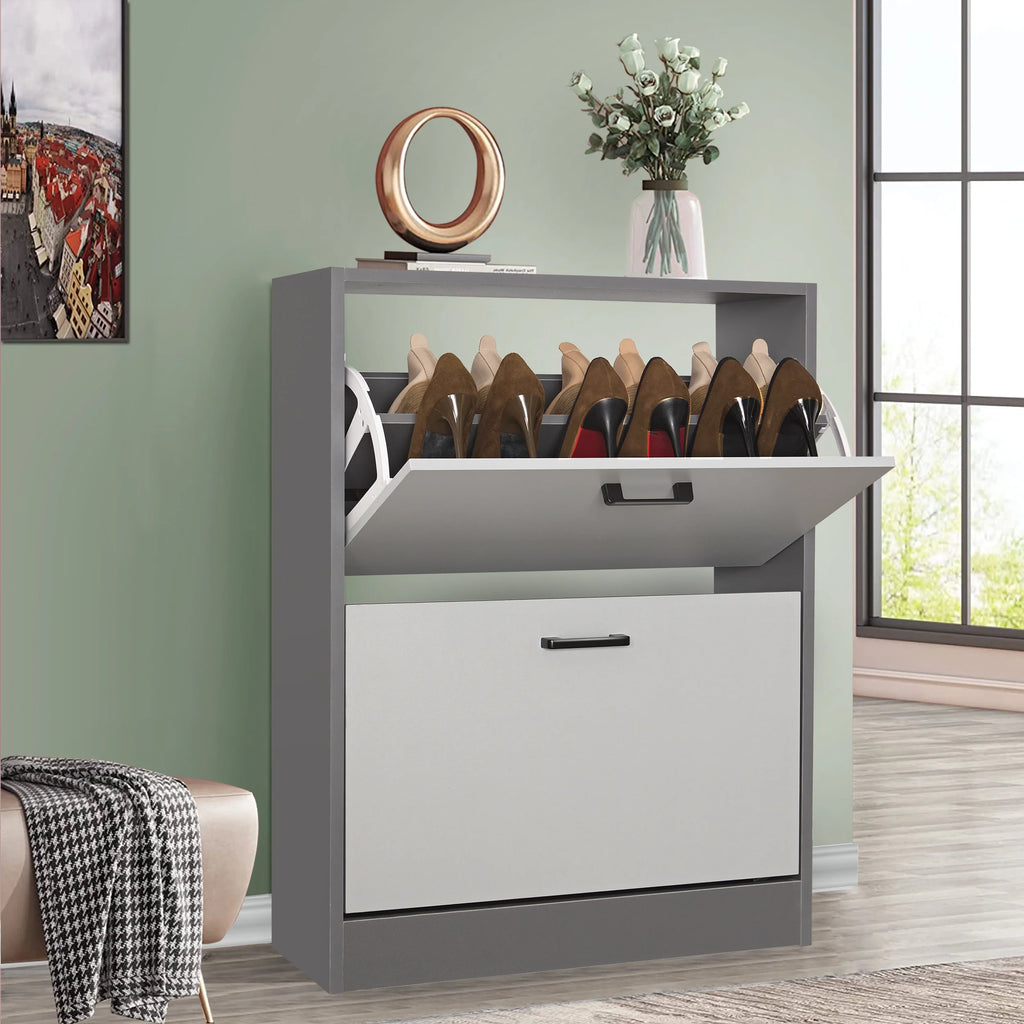 2 Door Slim Shoe Cabinet For Hallway | Small Shoe Storage