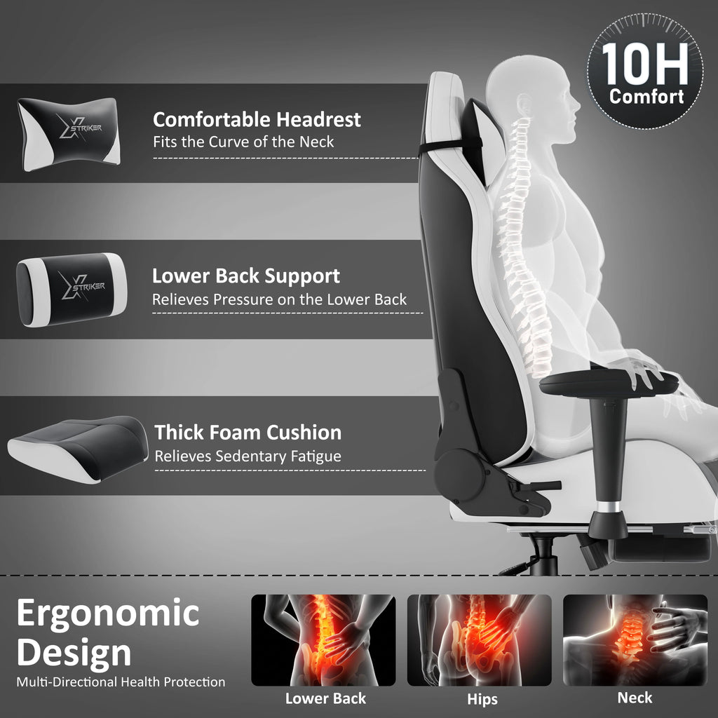 Xstriker Velvet Gaming Chair with Footrest – Wide Ergonomic Chair