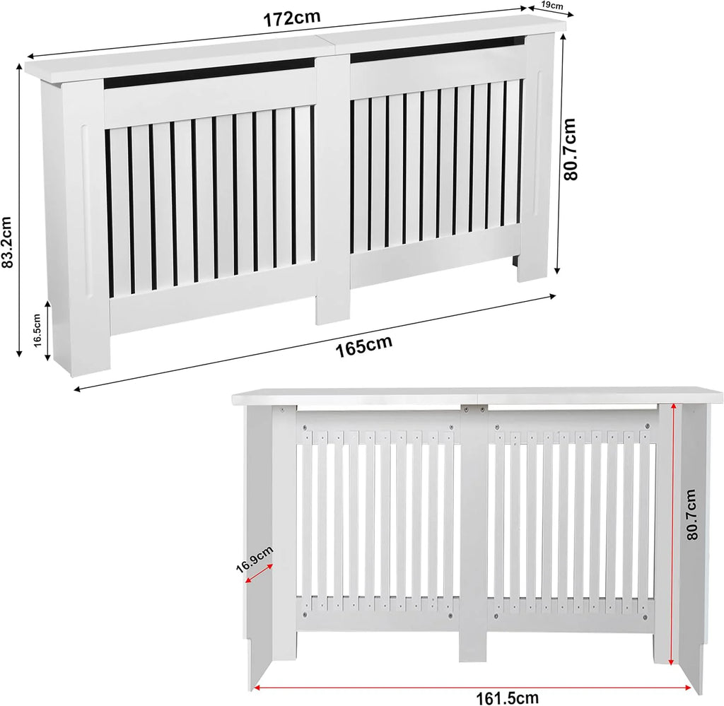 Chelsea White Radiator Cover,  Vertical Wooden Slats