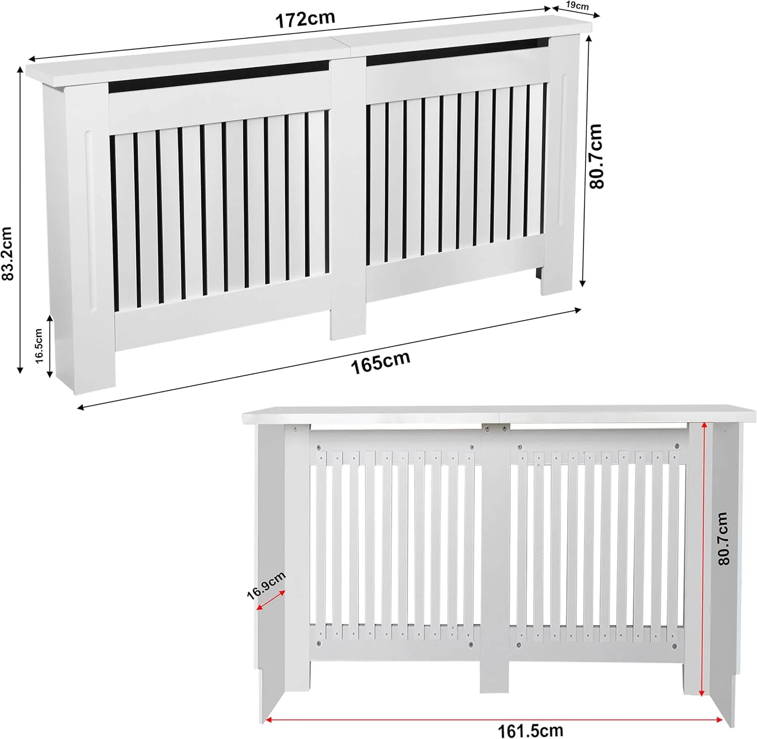 Chelsea White Radiator Cover,  Vertical Wooden Slats