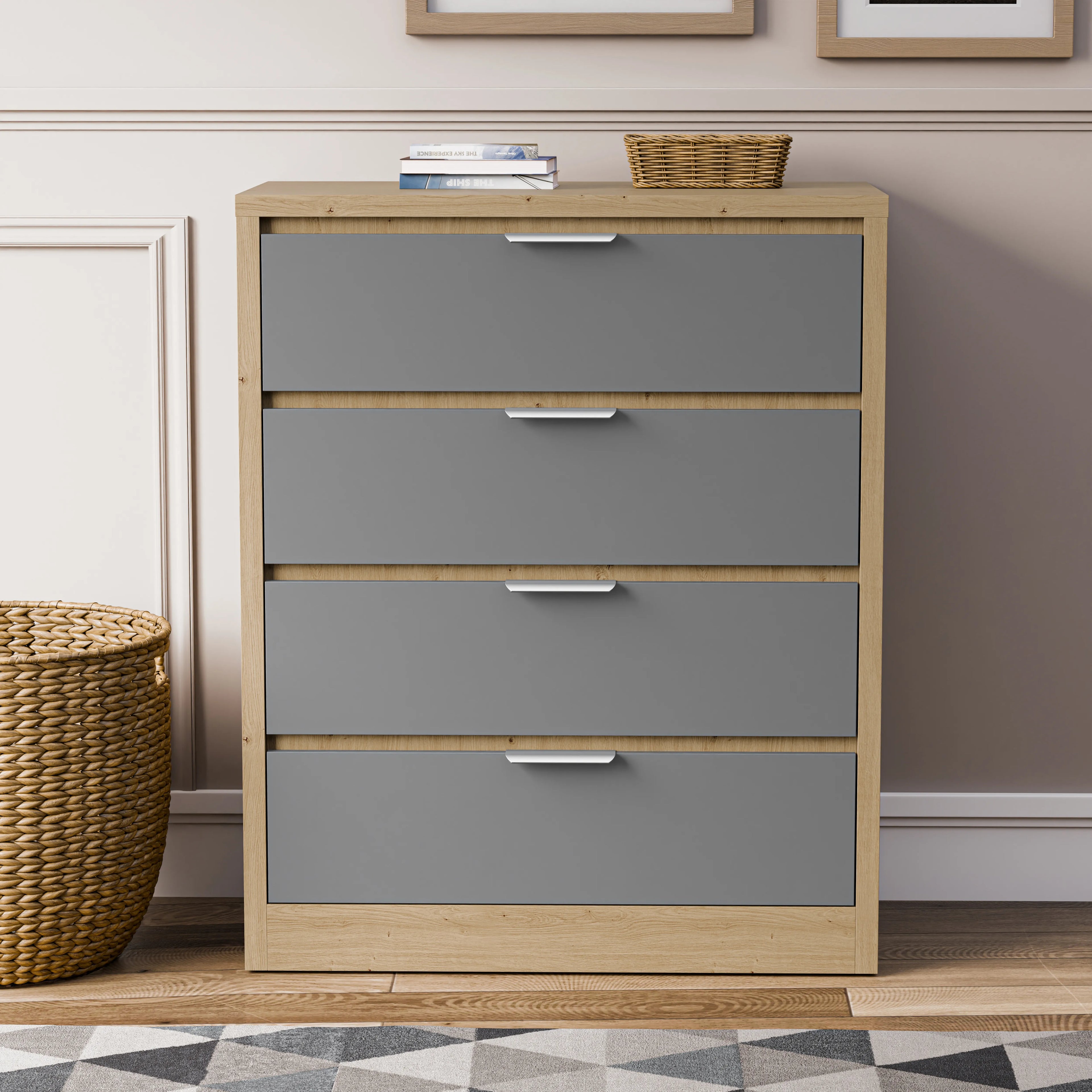 Skova 4 Piece Bedroom Set - Wardrobe and Chest of Drawers