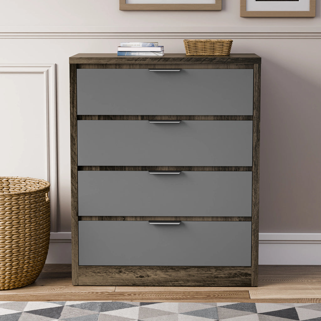 Skova 4 Piece Bedroom Set - Wardrobe and Chest of Drawers