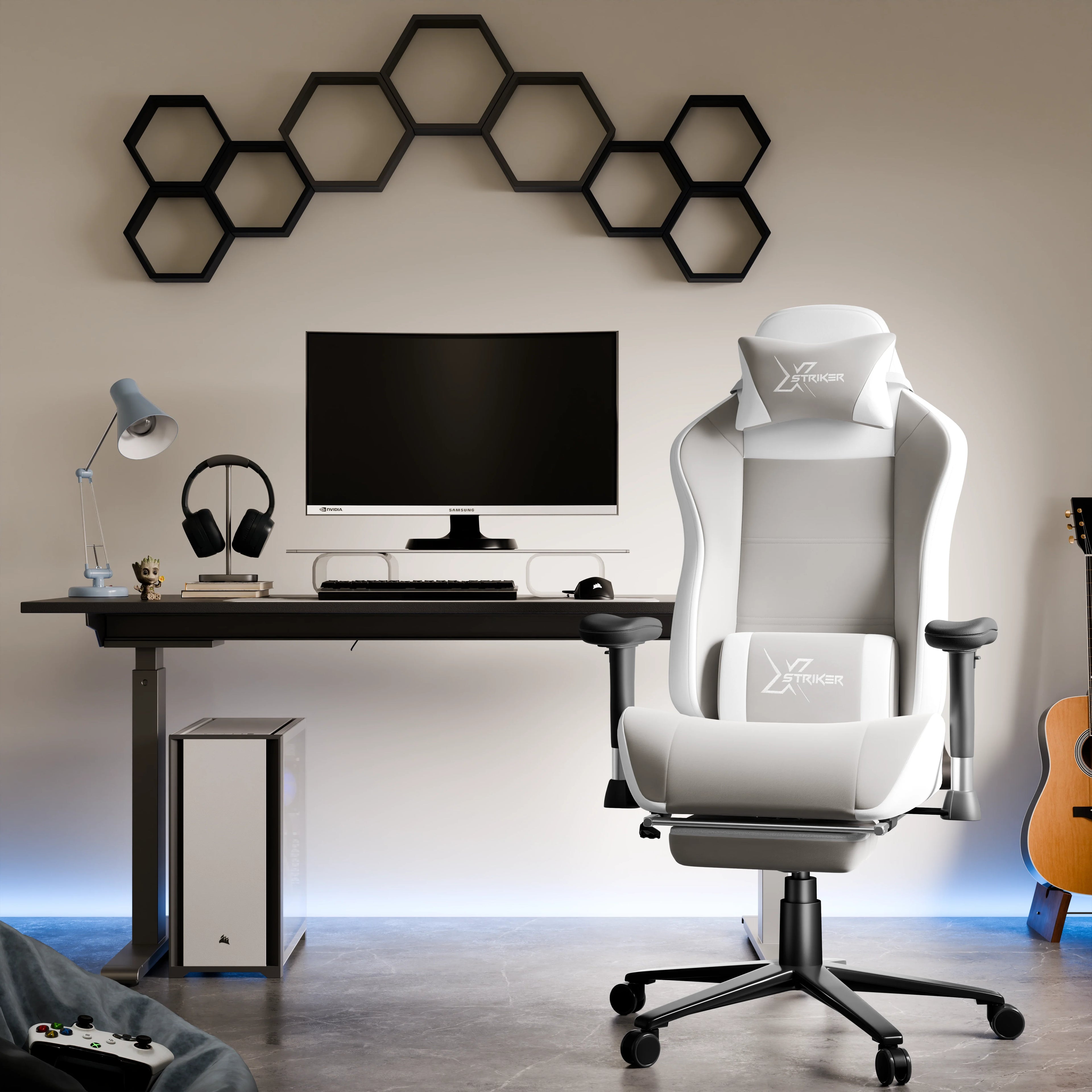 Xstriker Velvet Gaming Chair with Footrest – Wide Ergonomic Chair