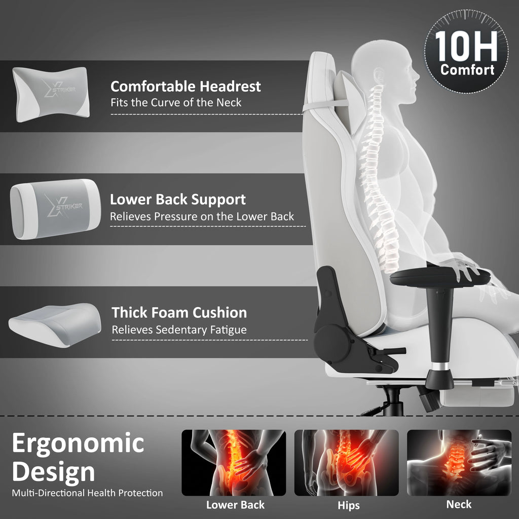 Xstriker Velvet Gaming Chair with Footrest – Wide Ergonomic Chair