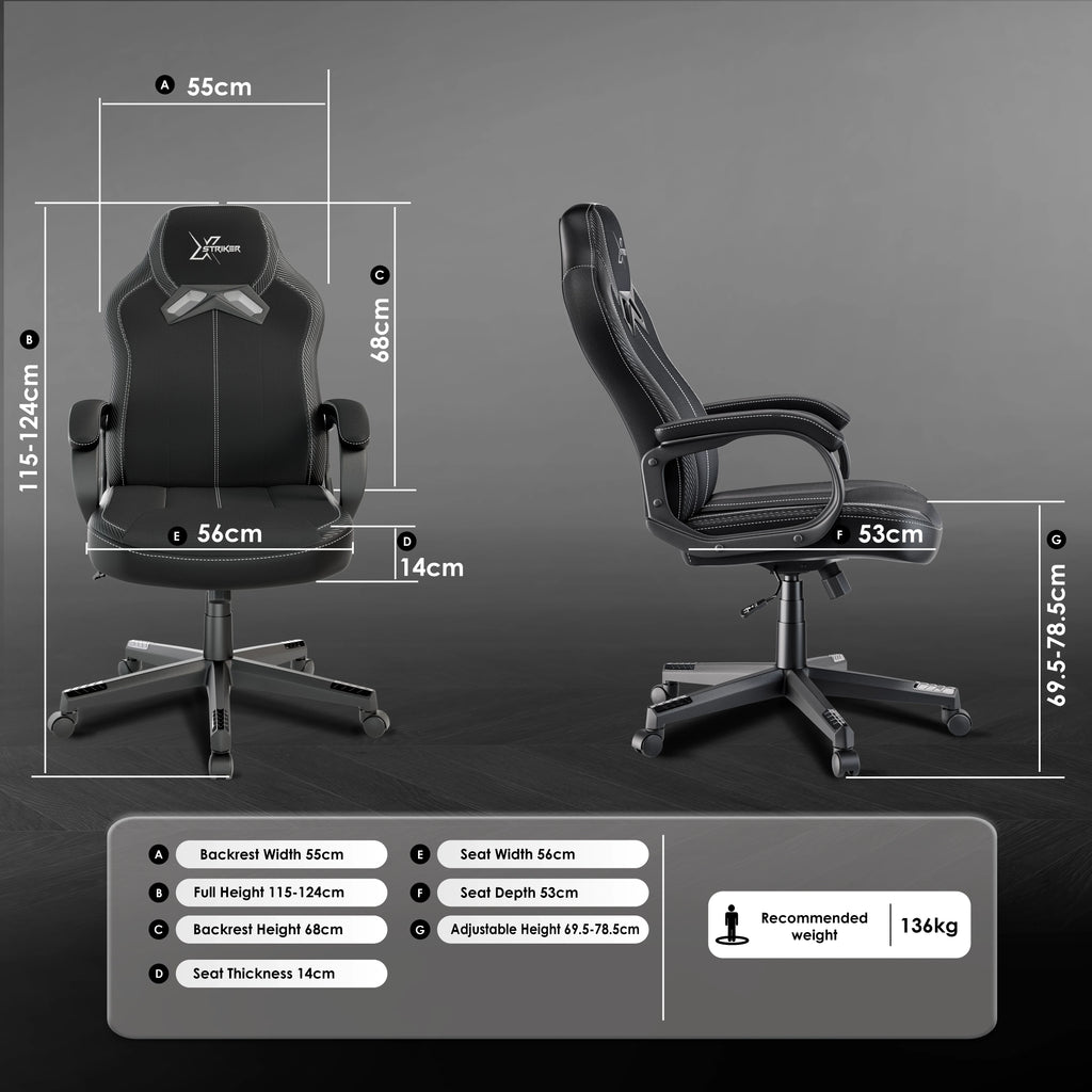 Xstriker Small Gaming Chair - Fabric PC Computer Desk Office Chair