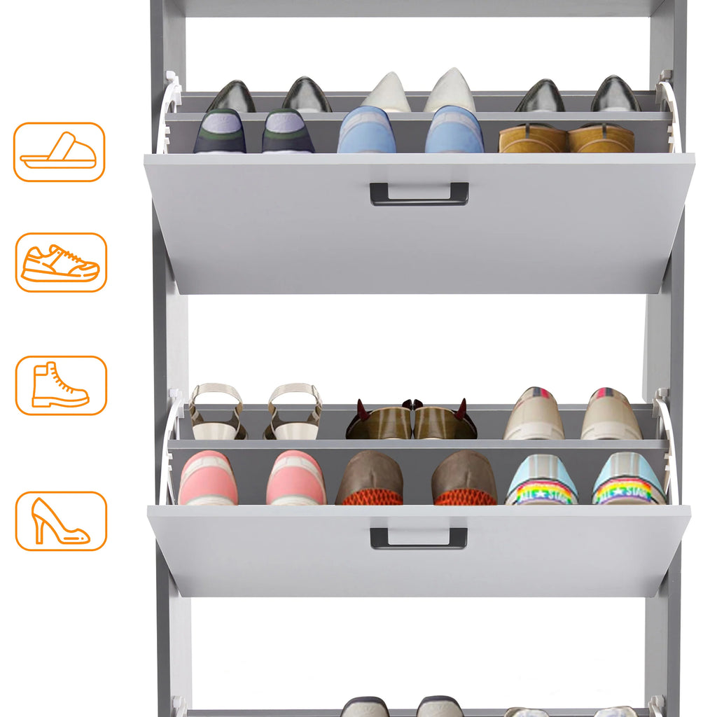 3 Drawer Slim Shoe Cabinet For Hallway - Tall Shoe Storage