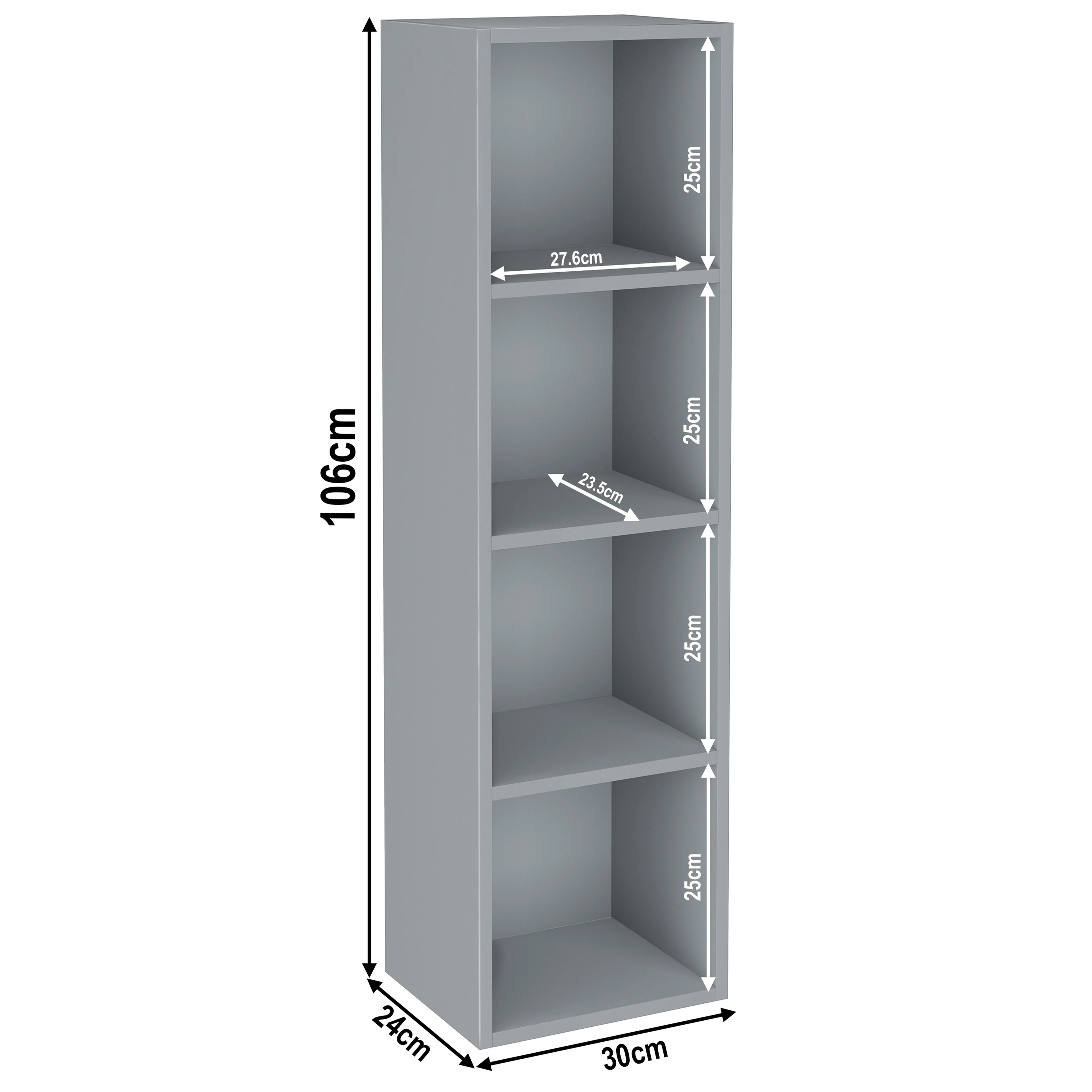 Bookcase Cube Storage Unit - Tall Narrow Bookshelf